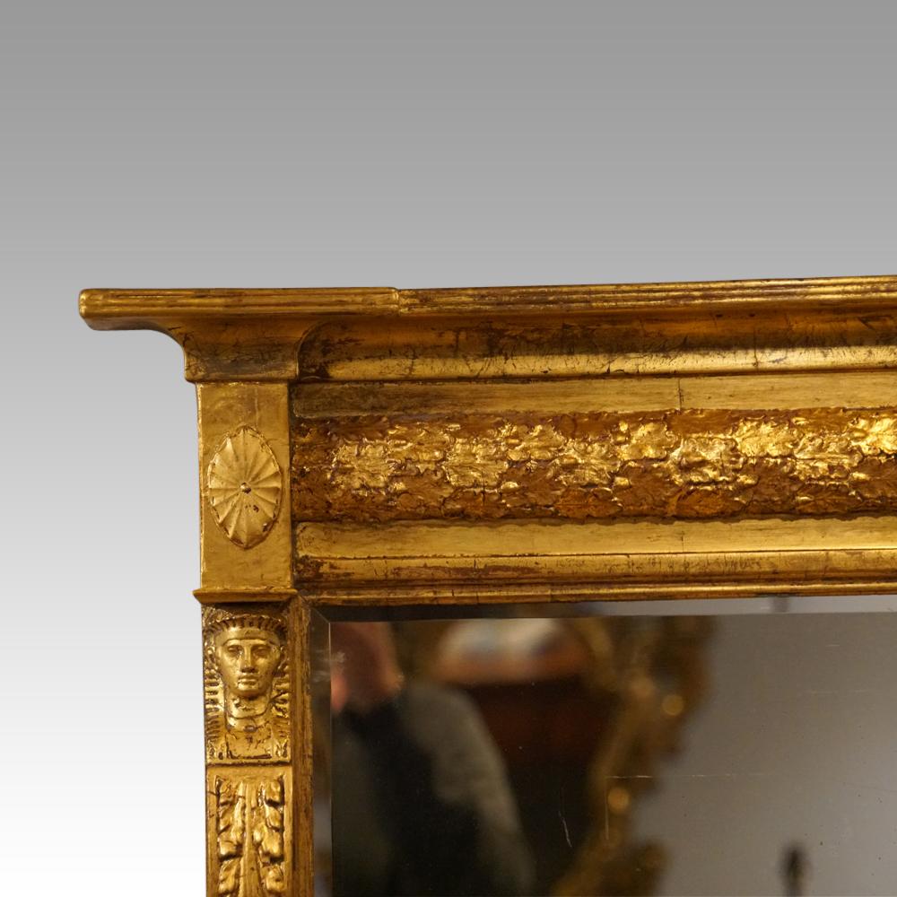 Early 19th Century English Country House Regency Gilt Egyptian Revival Mirror For Sale