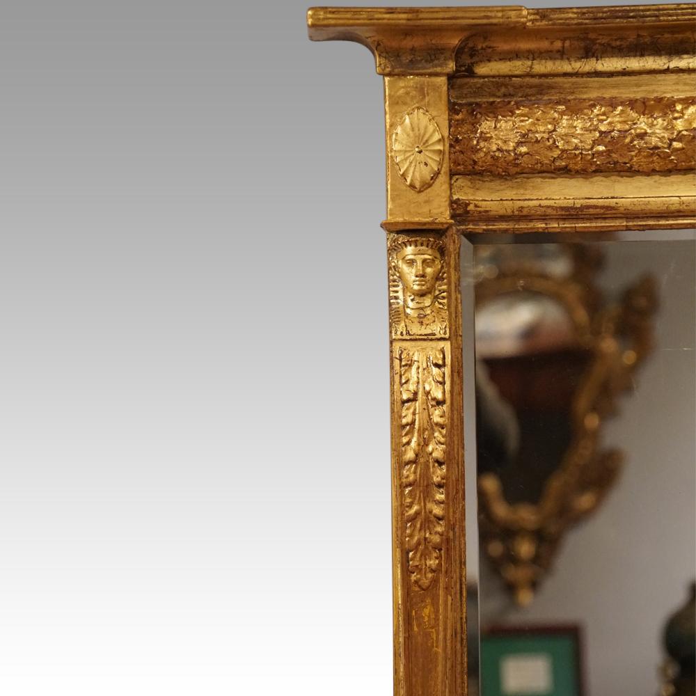 English Country House Regency Gilt Egyptian Revival Mirror For Sale 2