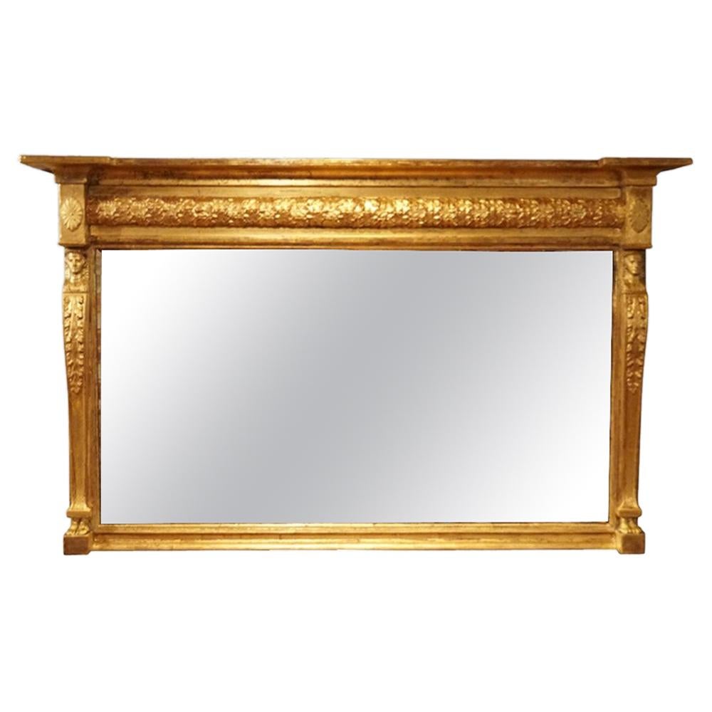 English Country House Regency Gilt Egyptian Revival Mirror For Sale
