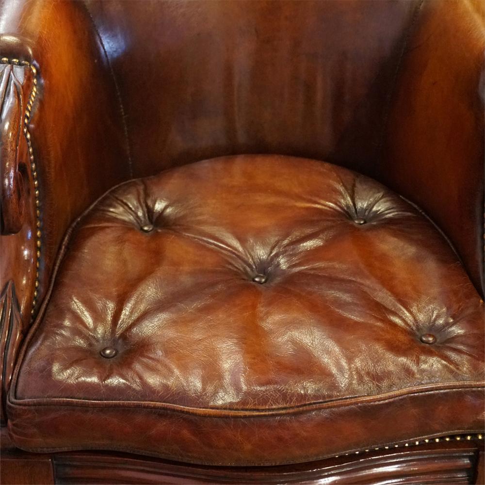 English Country House William IV Mahogany Leather Library Chair, circa 1830 In Good Condition In Salisbury, Wiltshire