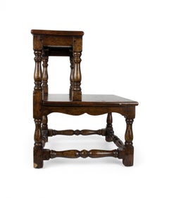 English Country Oak Library Ladder