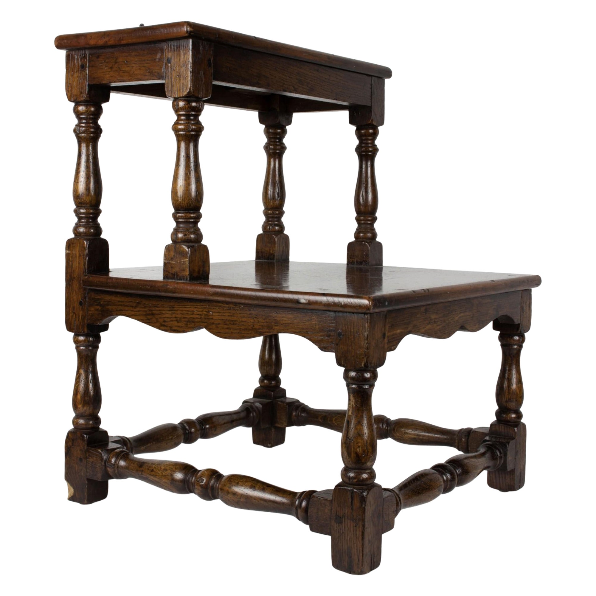 English Country Oak Library Ladder For Sale