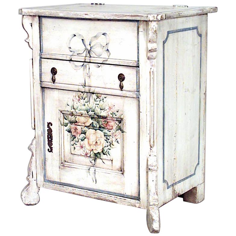 English Country Floral Bedside Commode For Sale