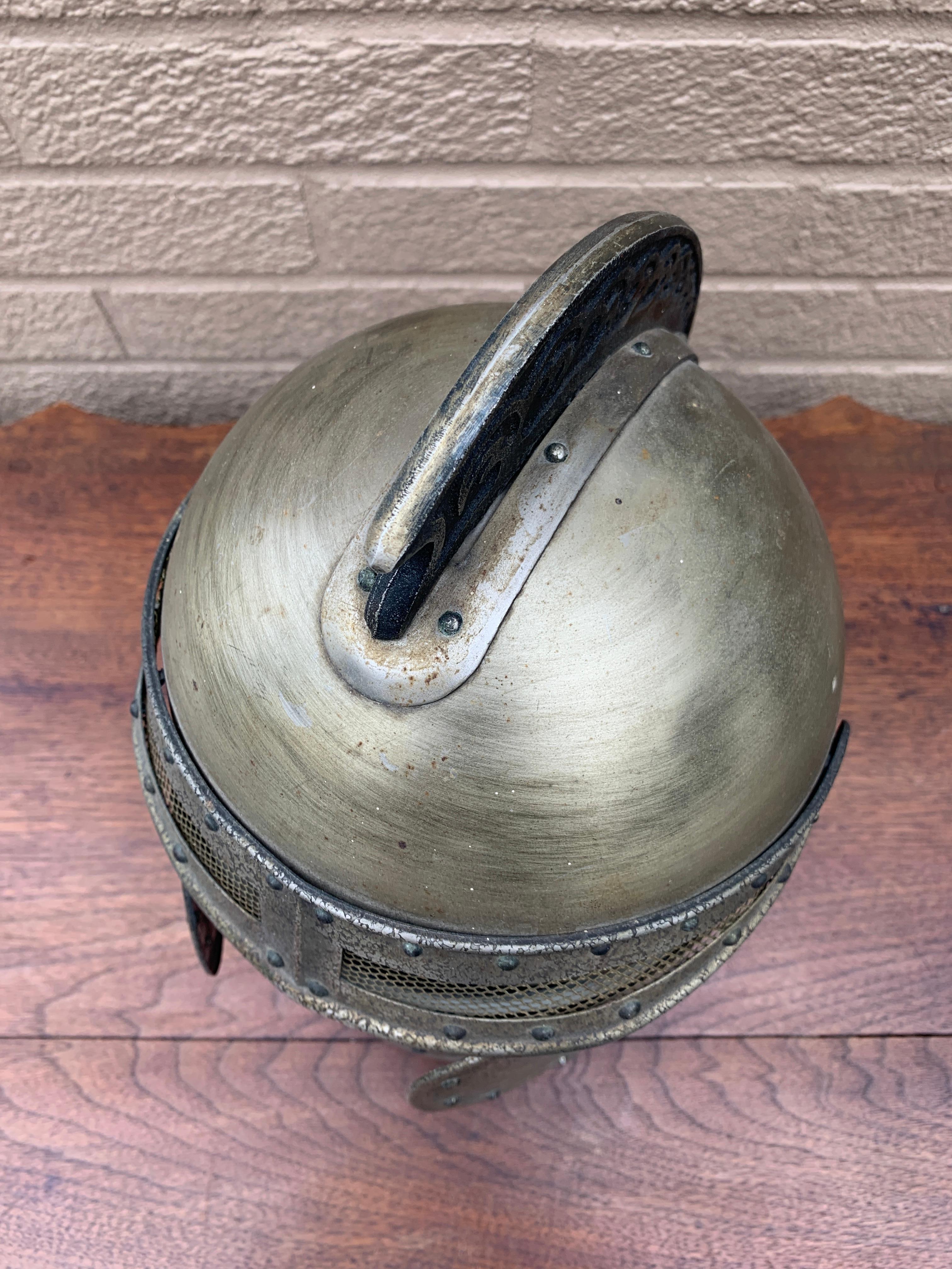 Japanese English Country Pewter Knight's Helmet Ice Bucket For Sale