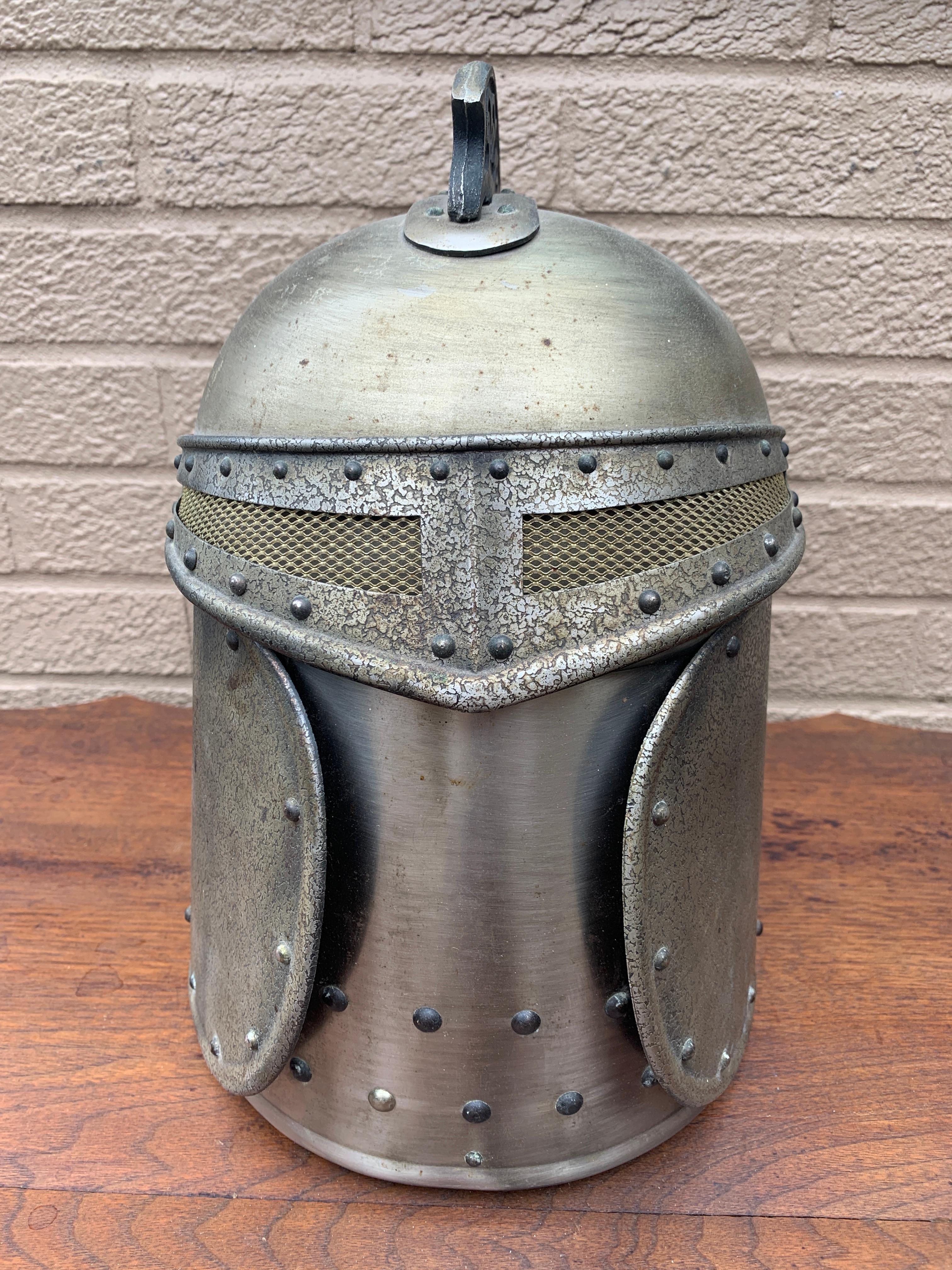 English Country Pewter Knight's Helmet Ice Bucket For Sale 1