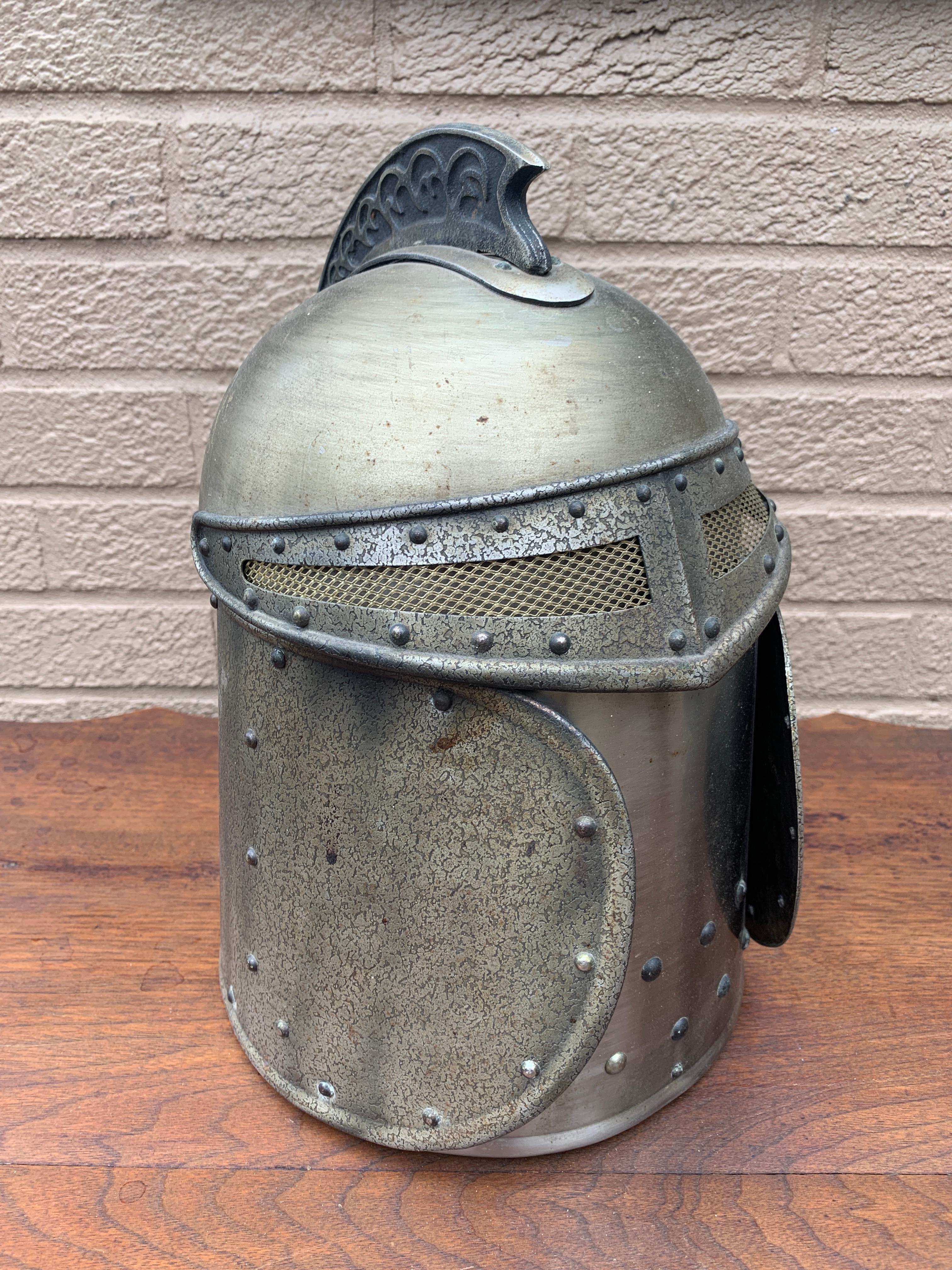 English Country Pewter Knight's Helmet Ice Bucket For Sale 2