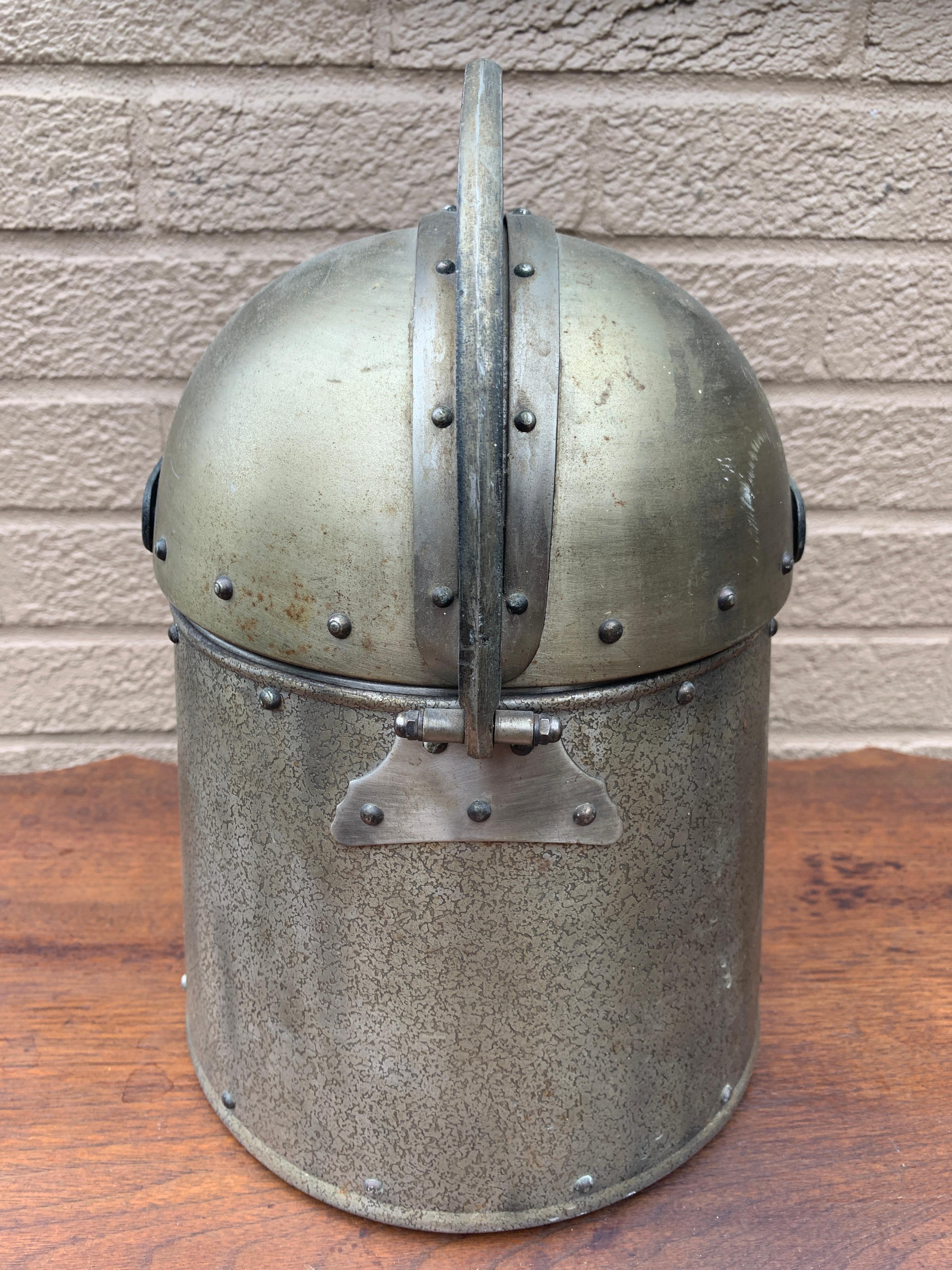 English Country Pewter Knight's Helmet Ice Bucket For Sale 4