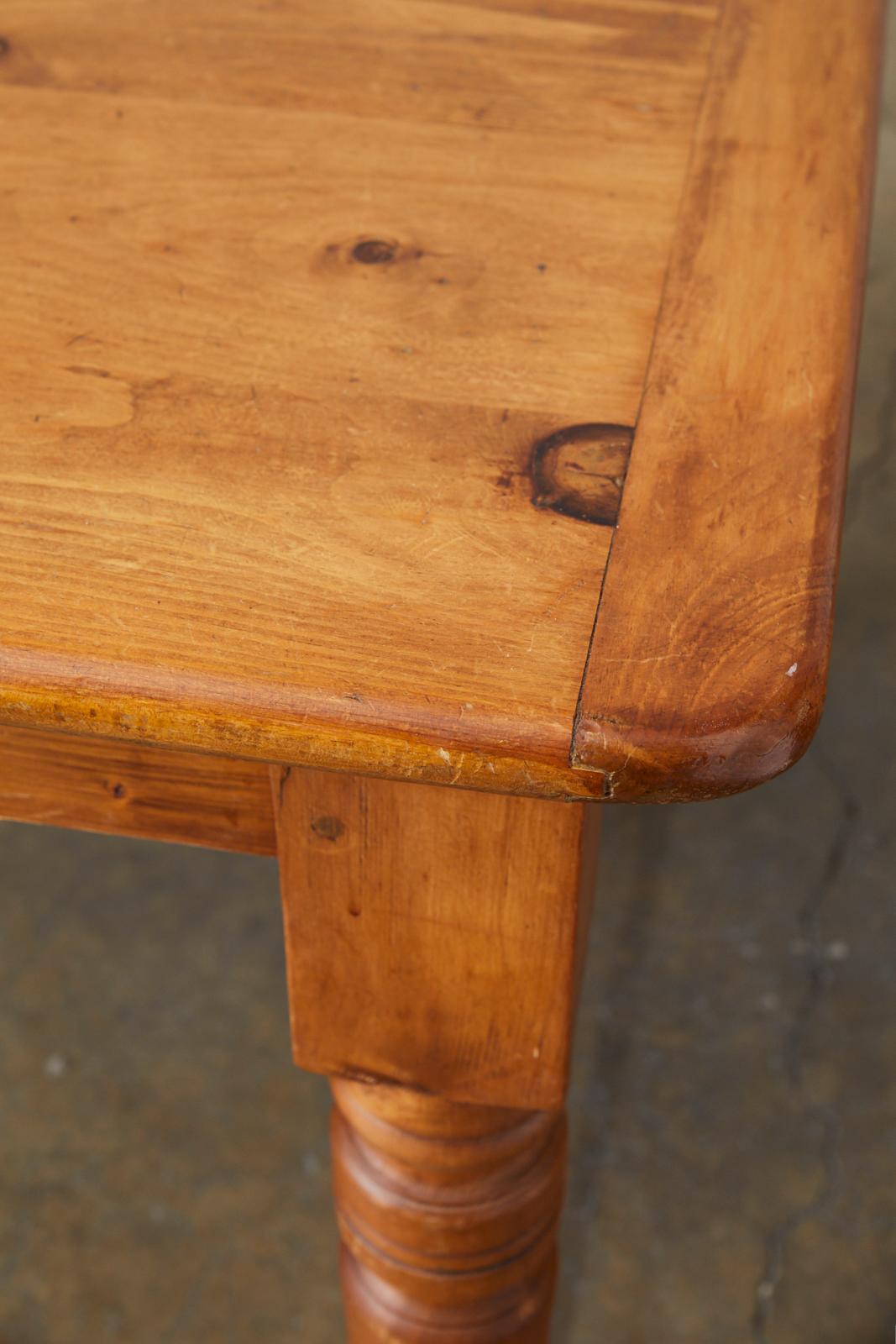 Rustic English Country Pine Farmhouse Dining Table