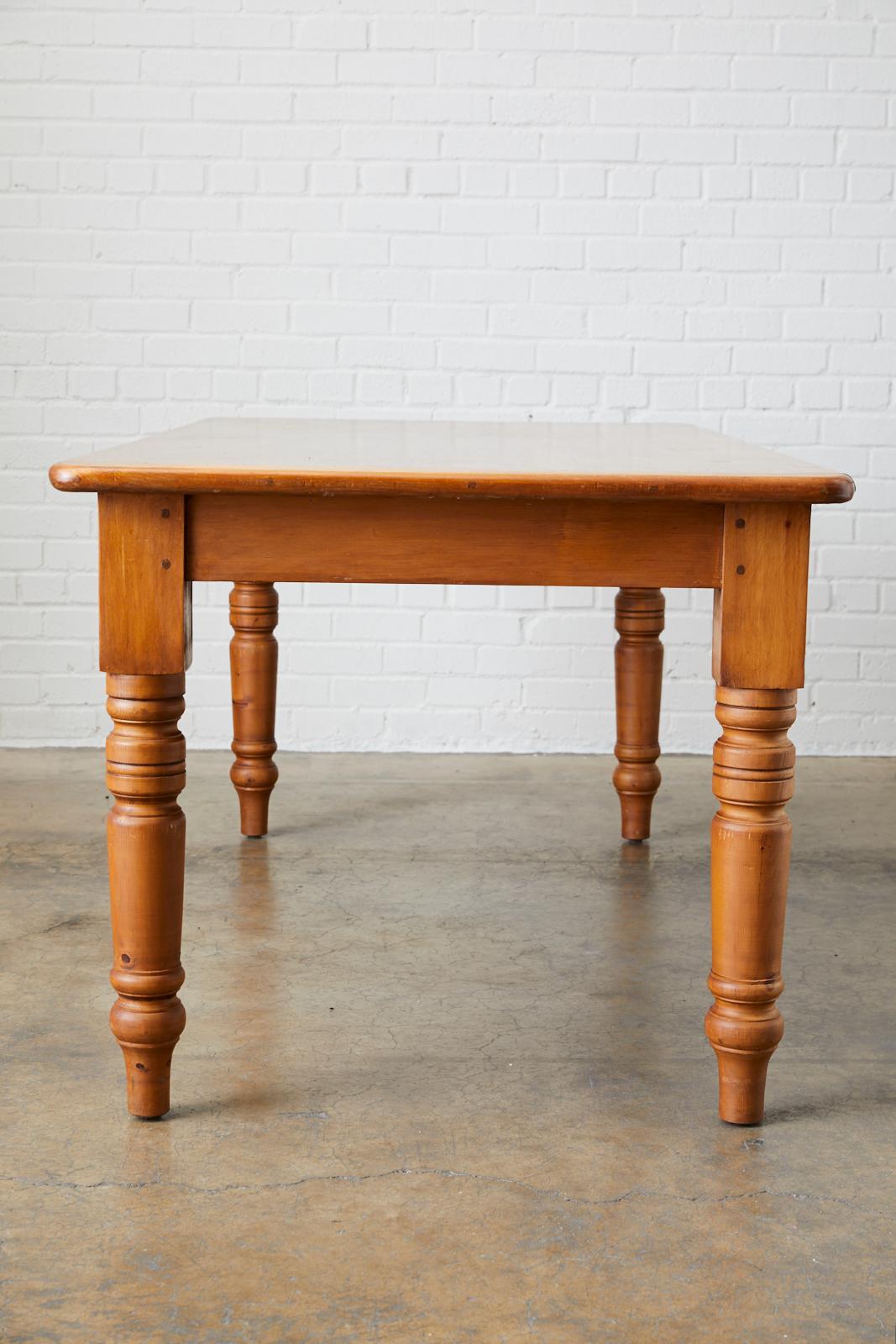 European English Country Pine Farmhouse Dining Table