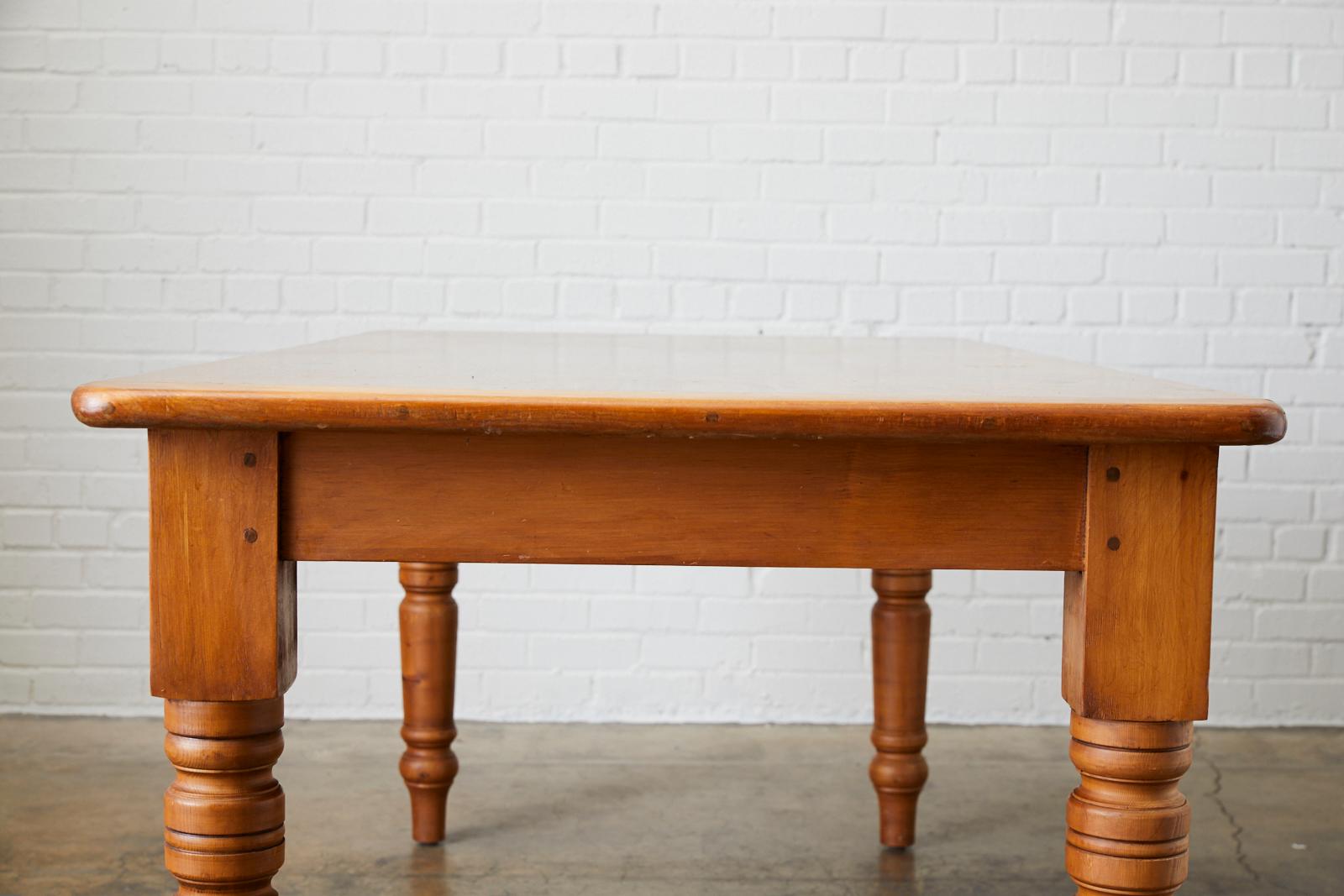 Hand-Crafted English Country Pine Farmhouse Dining Table
