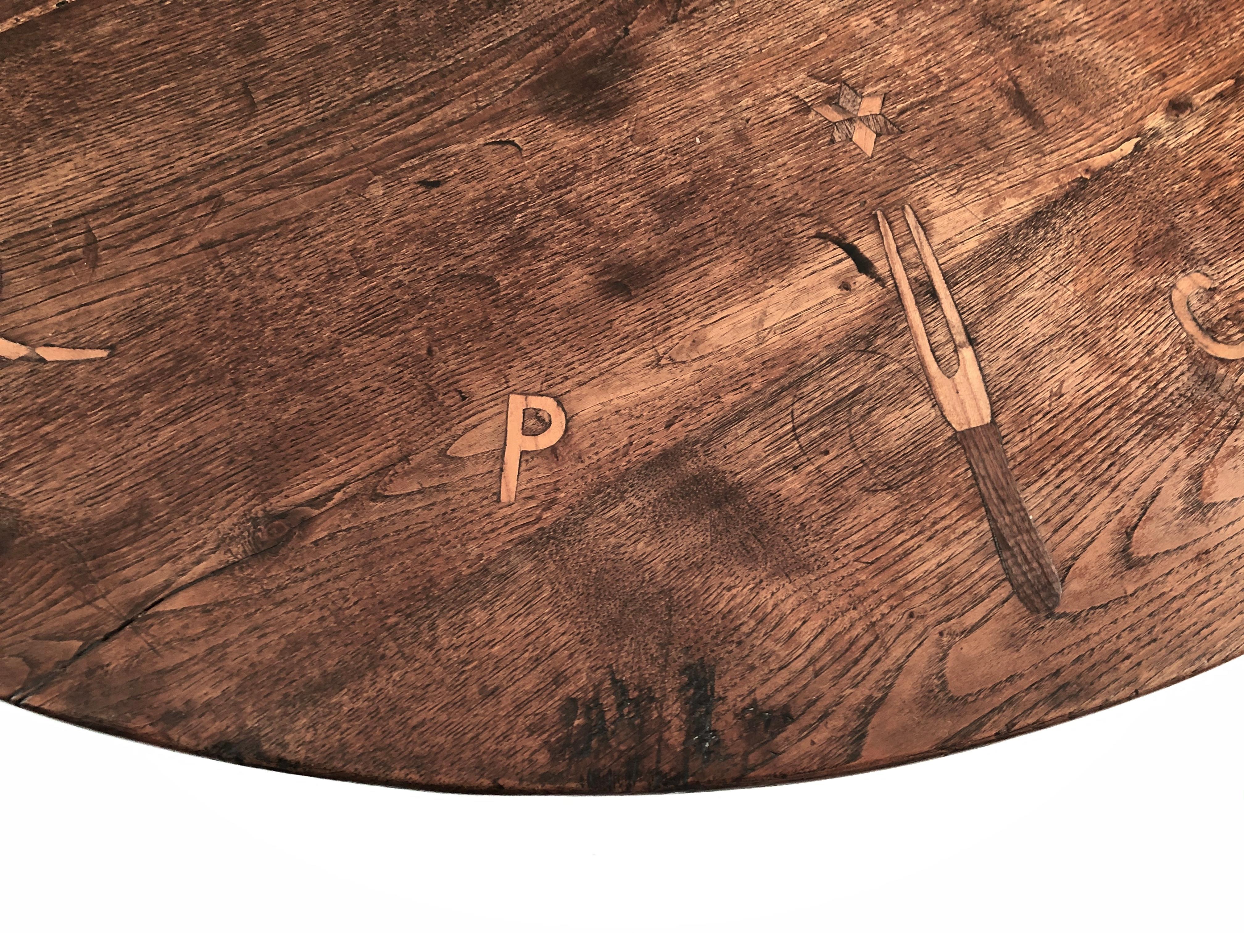 English Country Round Table with Inlaid Top 1