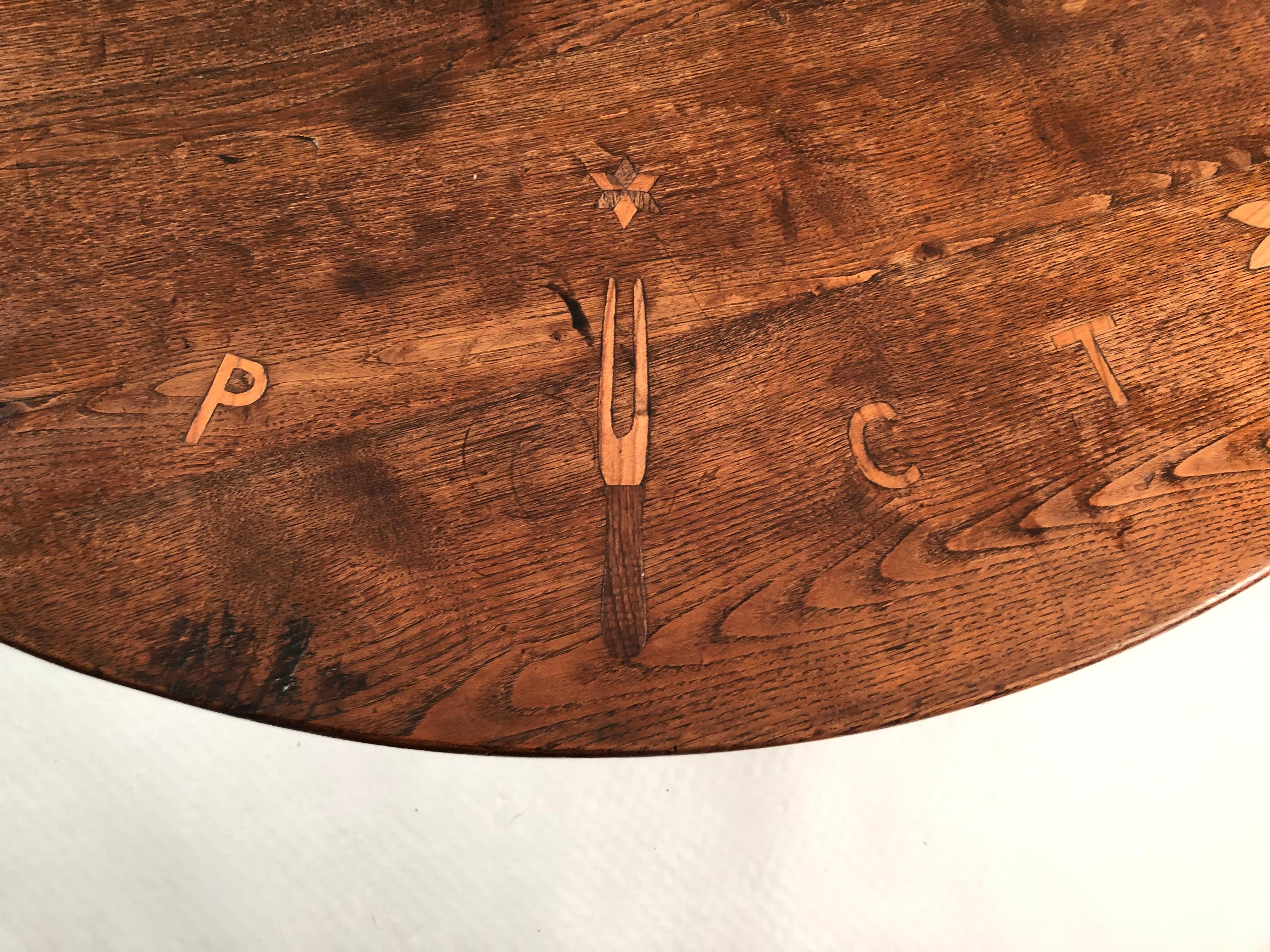 English Country Round Table with Inlaid Top 3