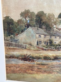 English country rural scene original water colour original antique frame, 1890