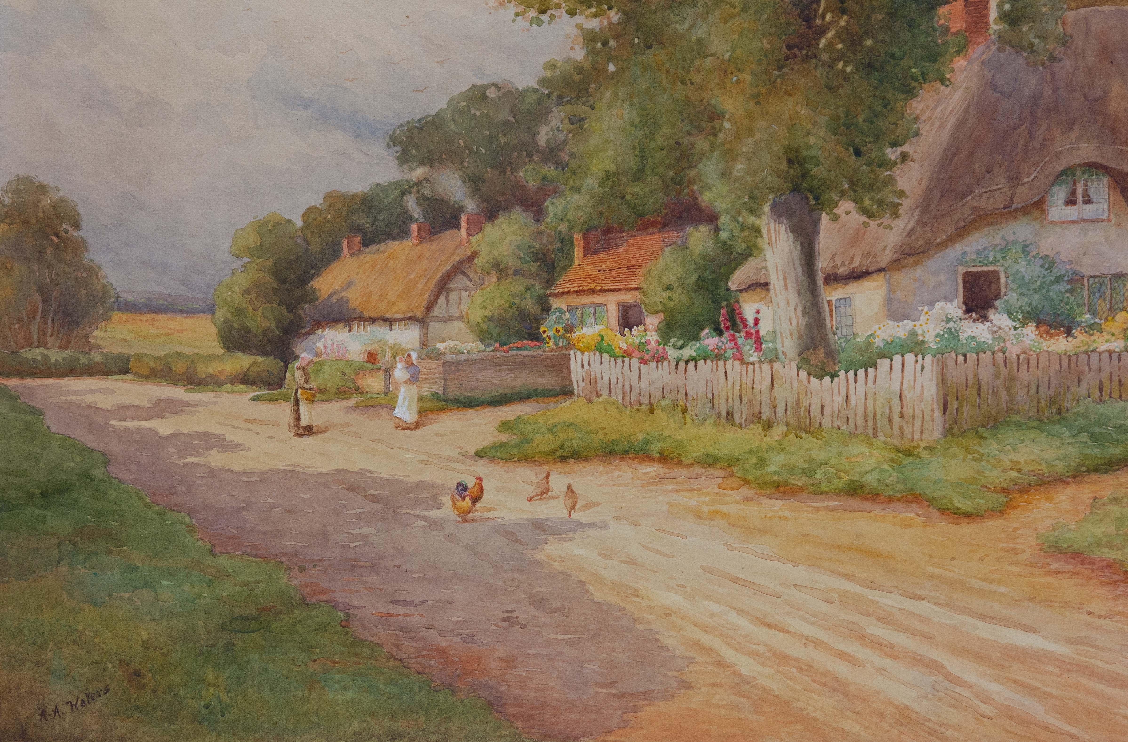 English Country Side Painting by Alfred A. Waters In Good Condition For Sale In Rochester, NY