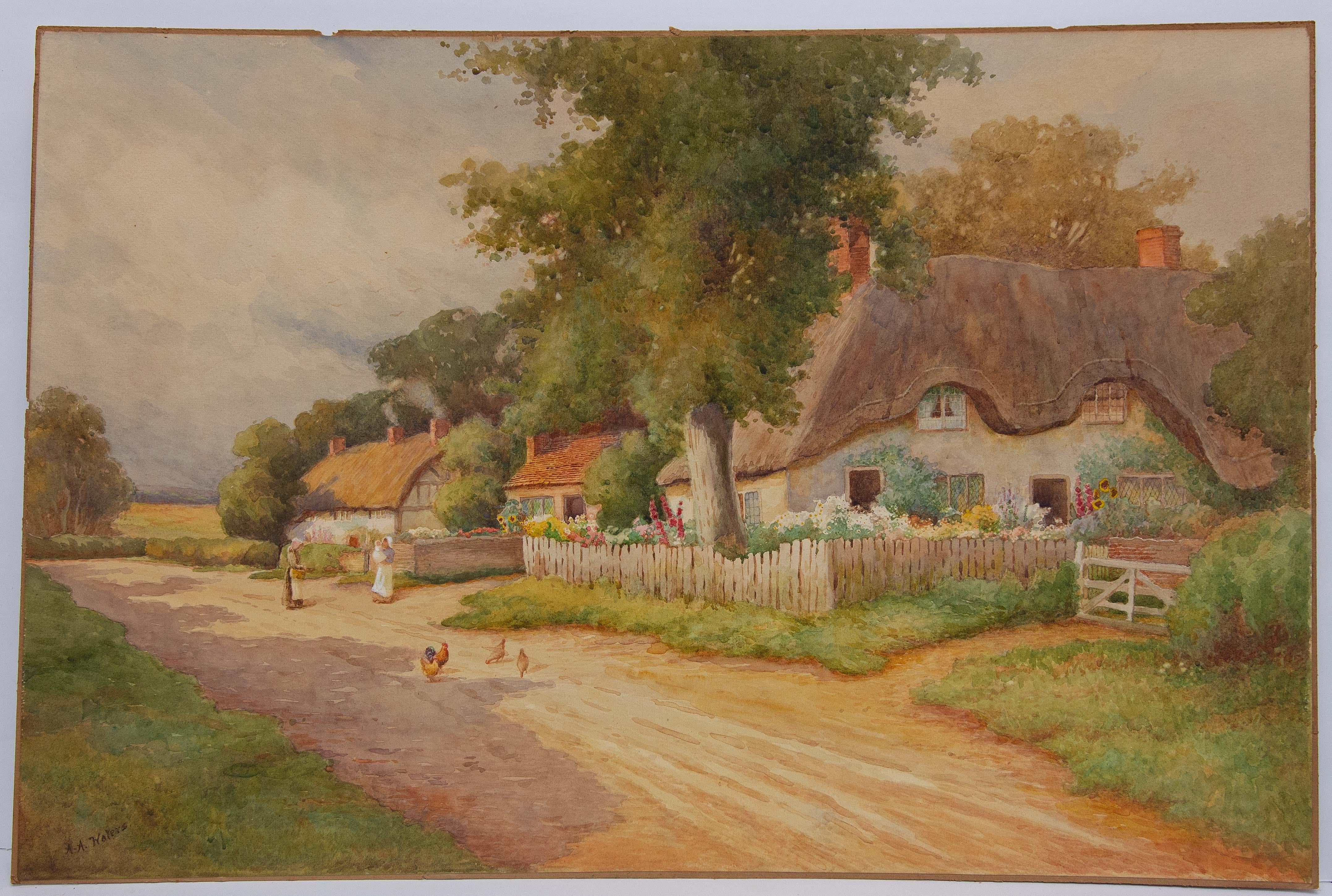 19th Century English Country Side Painting by Alfred A. Waters For Sale