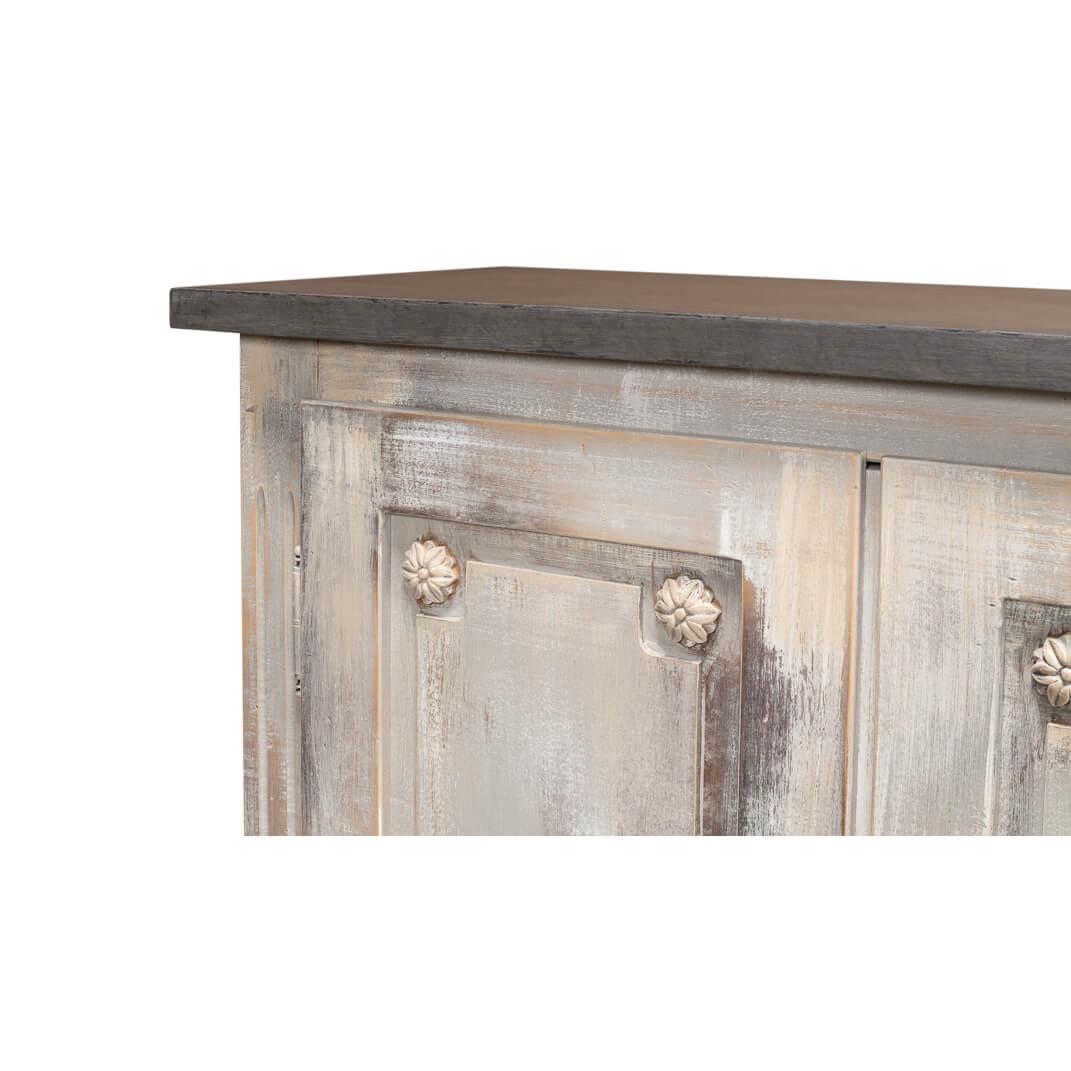 Contemporary English Country Stone Painted Top Sideboard For Sale
