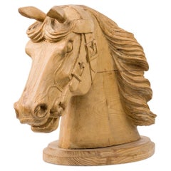 English Country Style Carved Pine Horse Head