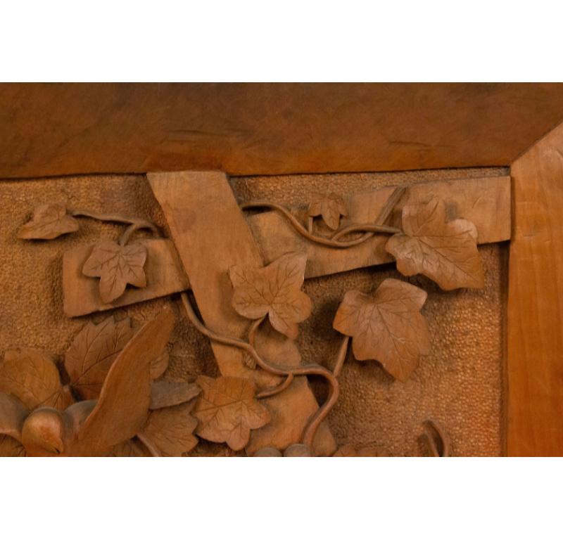 British Colonial English Country Style Carved Walnut Wall Plaque For Sale