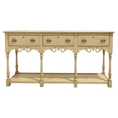 English Country Style Century Cerused Oak Console Table / Credenza / Sideboard