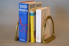 English Country Style Handcrafted Brass Horse Saddle Stirrup Bookends, Pair