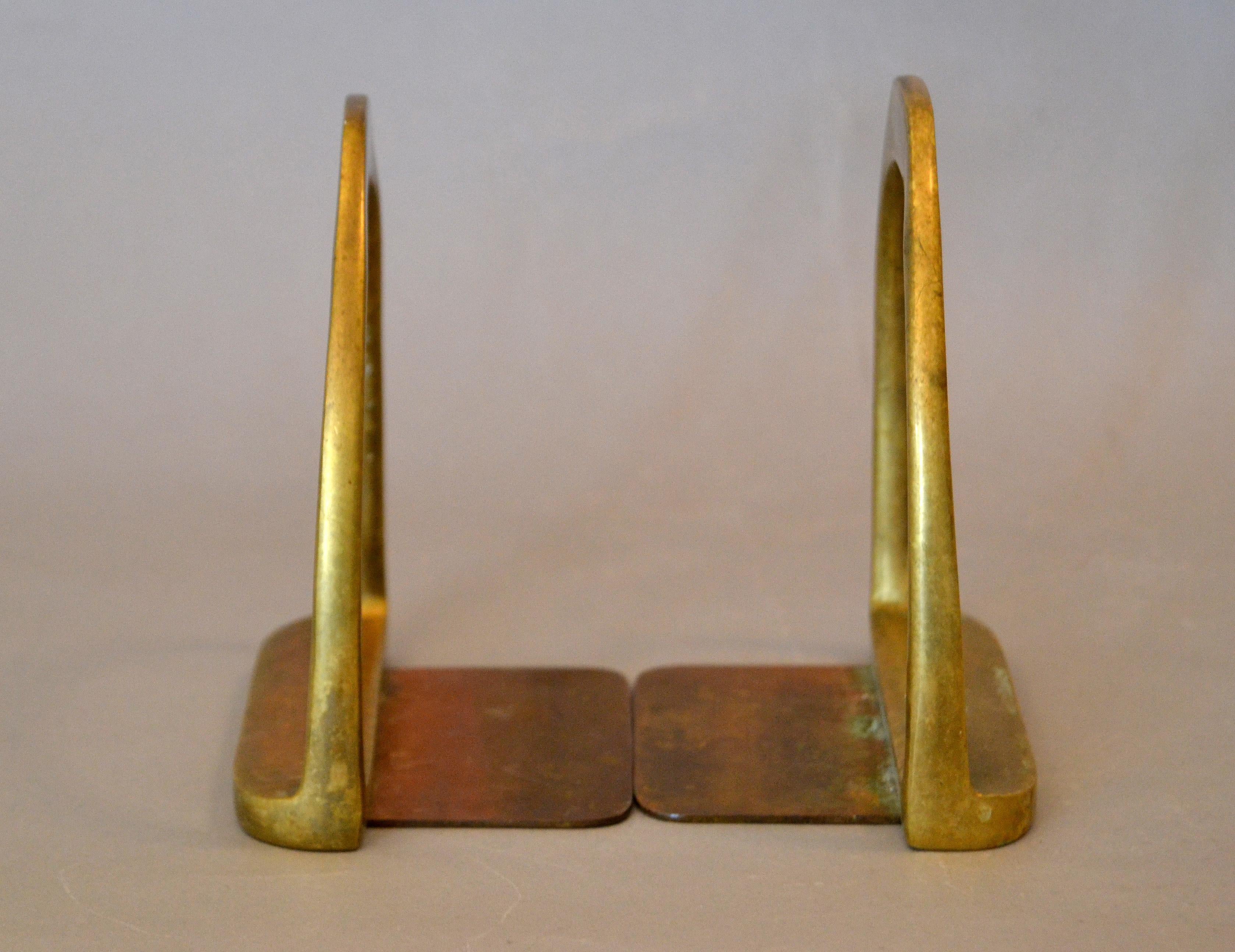 English Country Style Handcrafted Brass Horse Saddle Stirrup Bookends, Pair 1