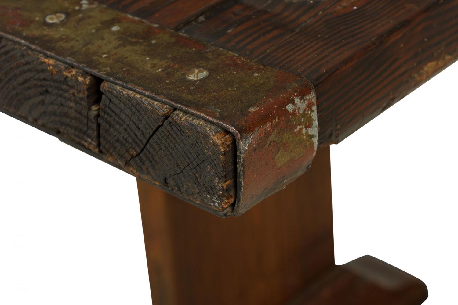 Ferro Tavolo da pranzo a cavalletto in Oak e ferro in stile country inglese in vendita