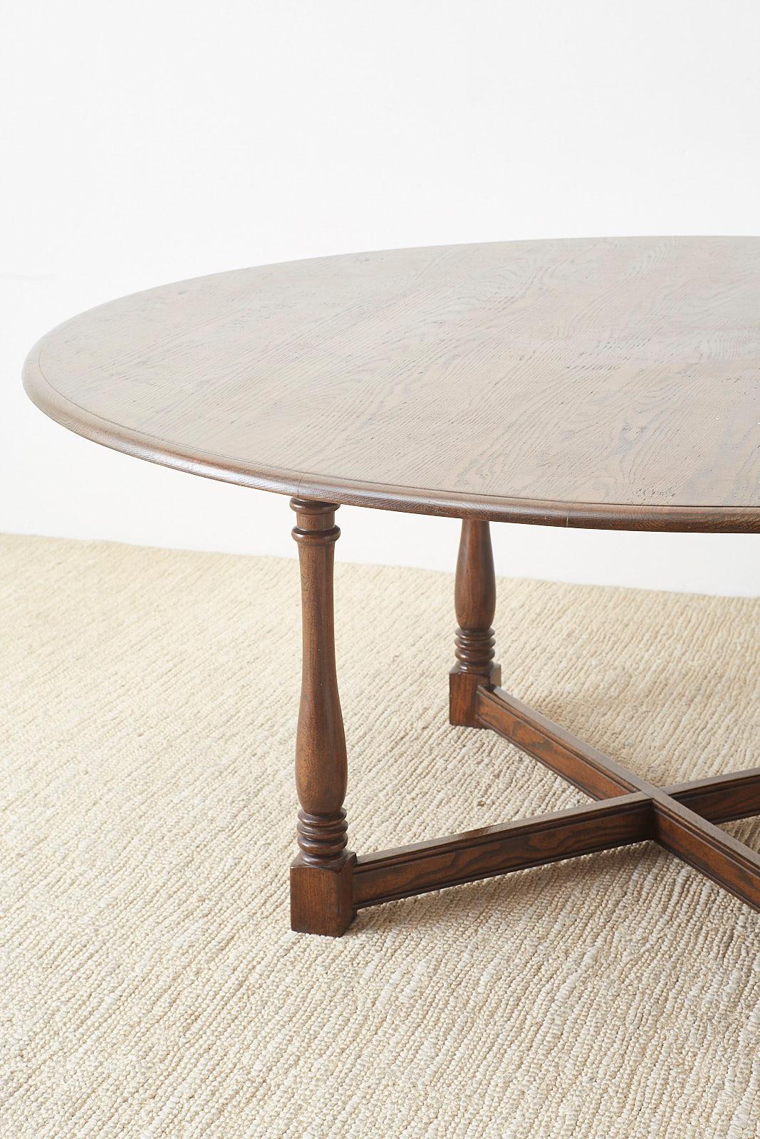 Hand-Crafted English Country Style Round Oak Dining Table