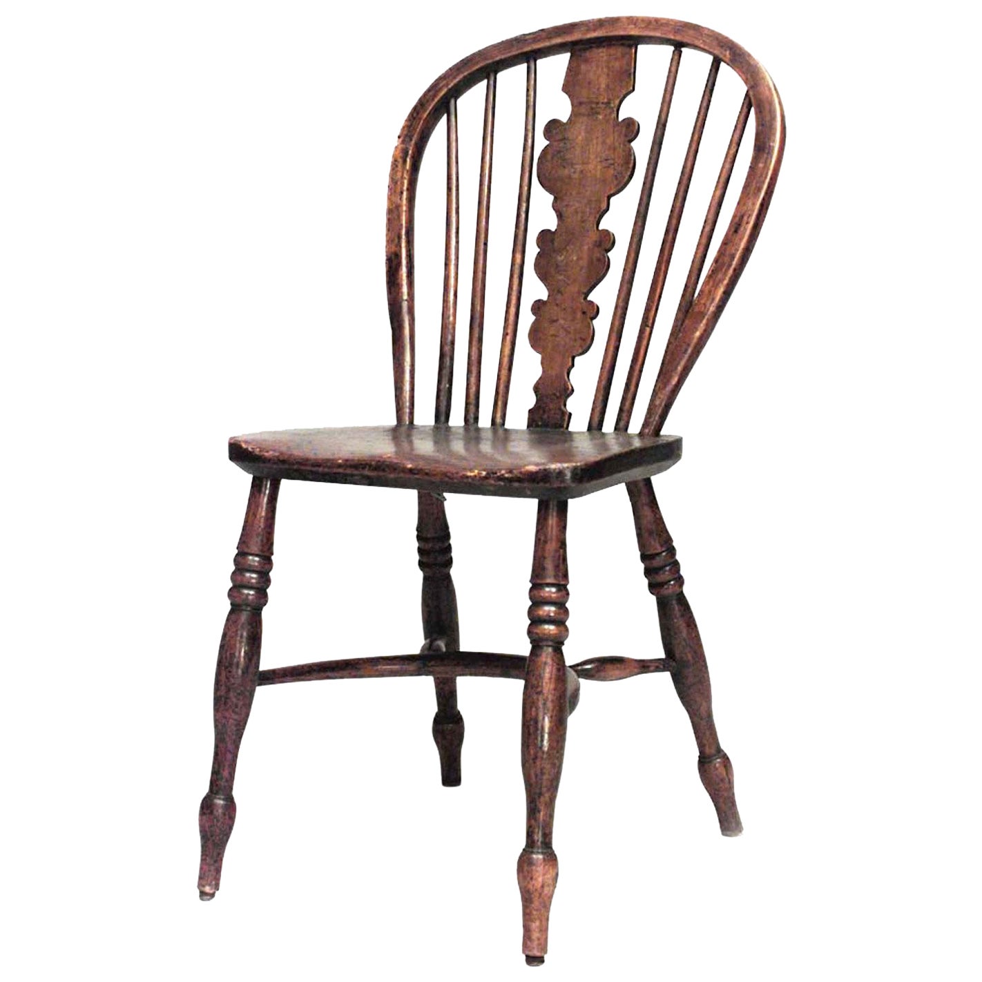 English Country Walnut Windsor Side Chair