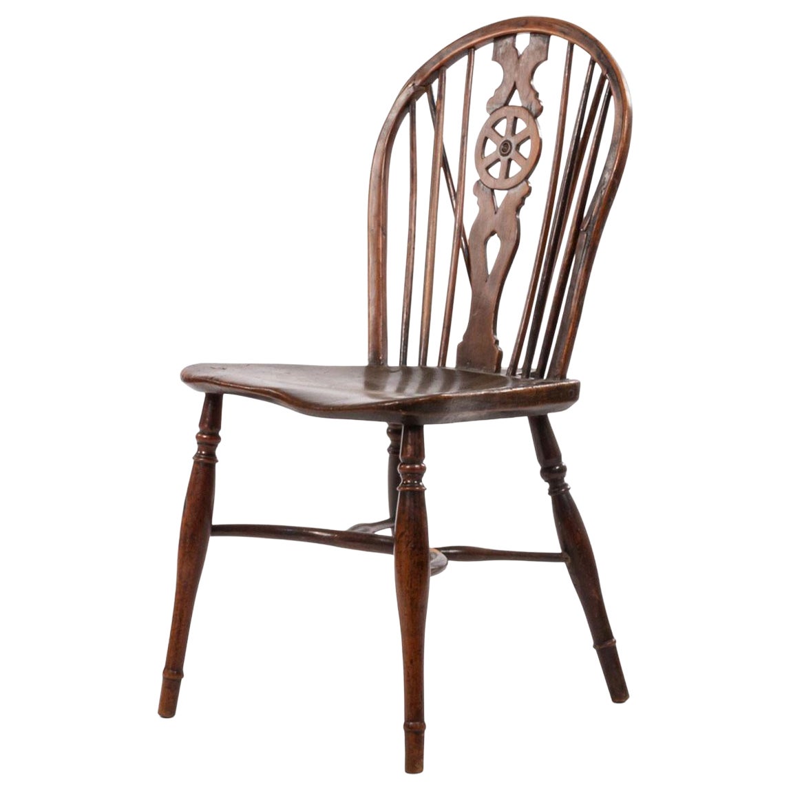 English Country Walnut Windsor Side Chair en venta