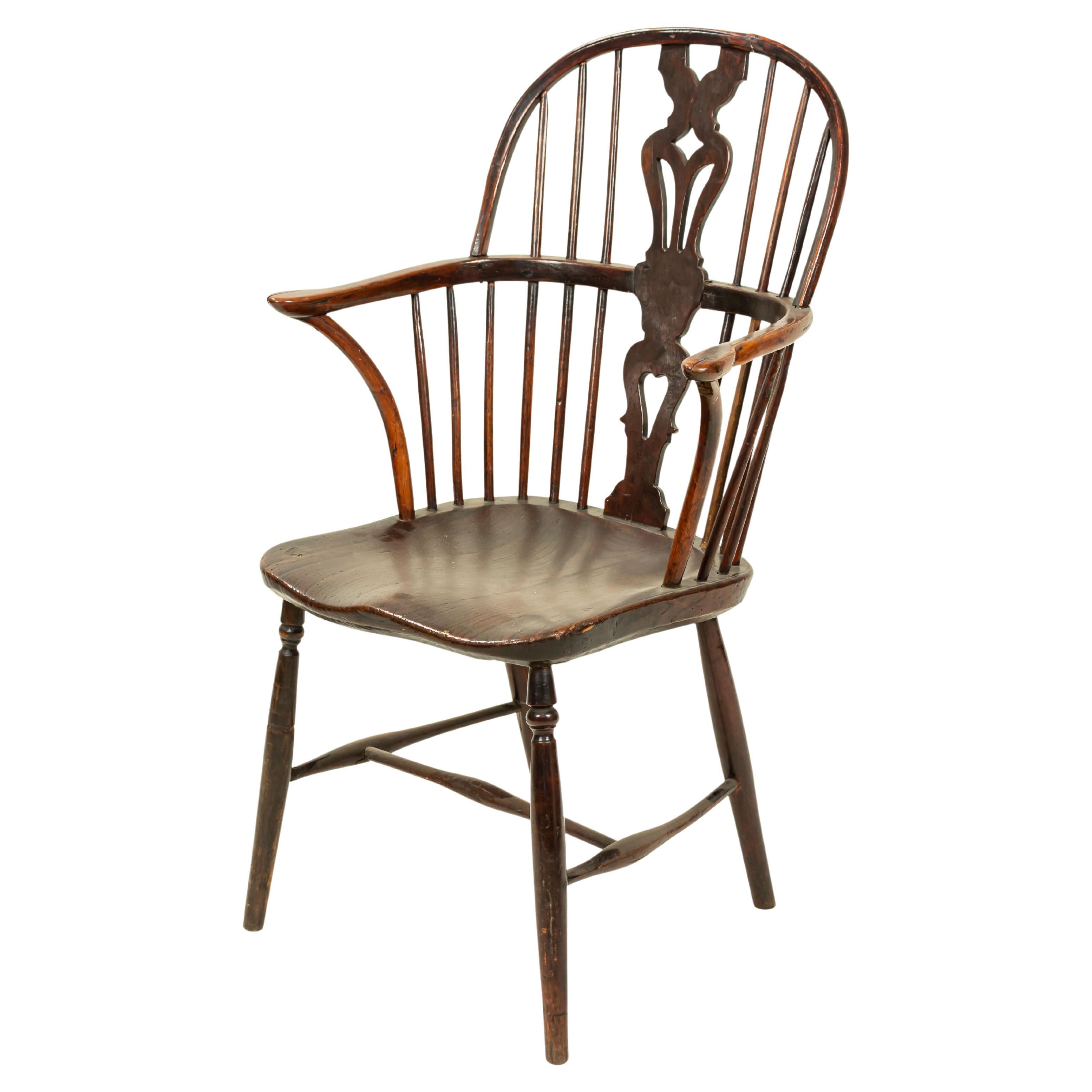 Antique Walnut French Country Leather Arm Chair For Sale at 1stDibs