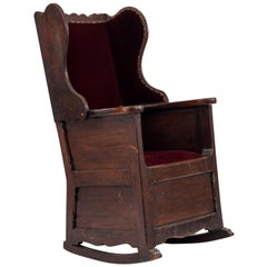 English Country Winged Pine Rocking Chair