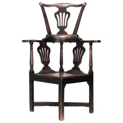 English Country Yew Wood Arm Chair