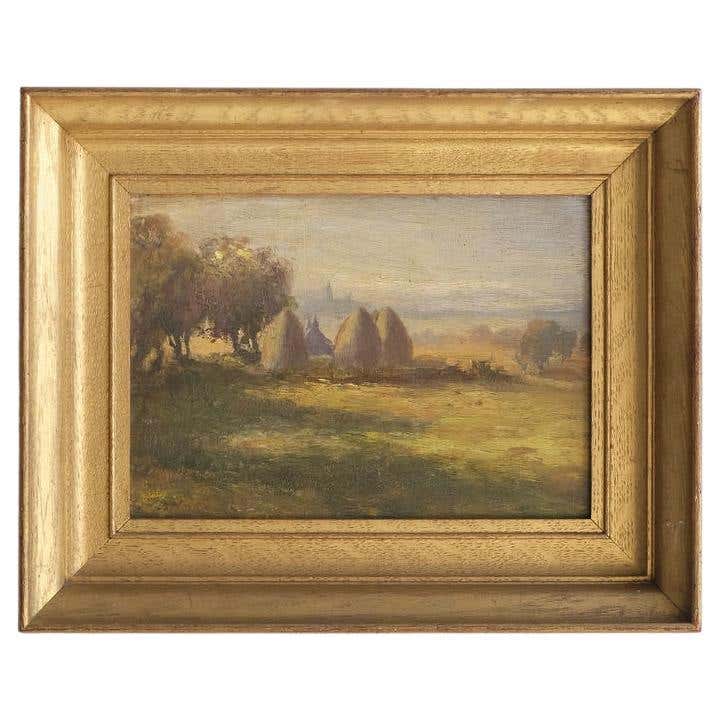 English Countryside Landscape Oil Painting With Gold Frame For Sale At english-countryside-landscape-oil-painting-with-gold-frame-for-sale-at