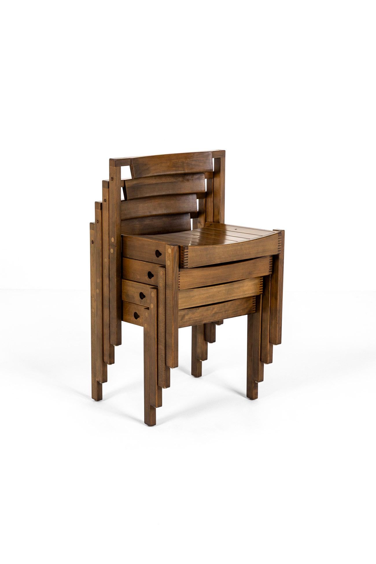 Chêne English Coventry Cathedral Stackable Chairs en vente