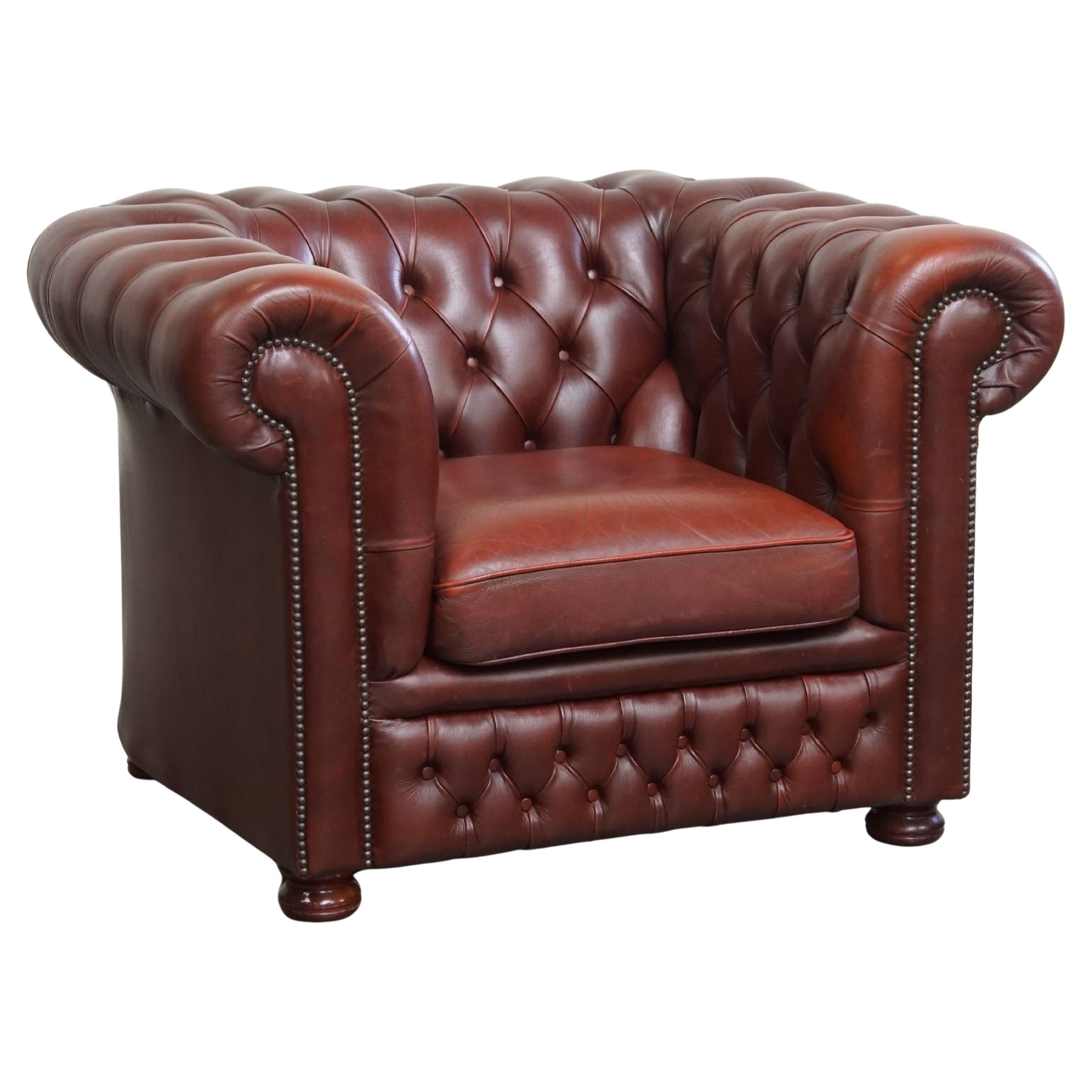 English Cowhide Leather Chesterfield Armchair by Springvale