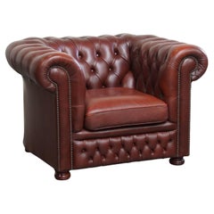 English Cowhide Leather Chesterfield Armchair by Springvale