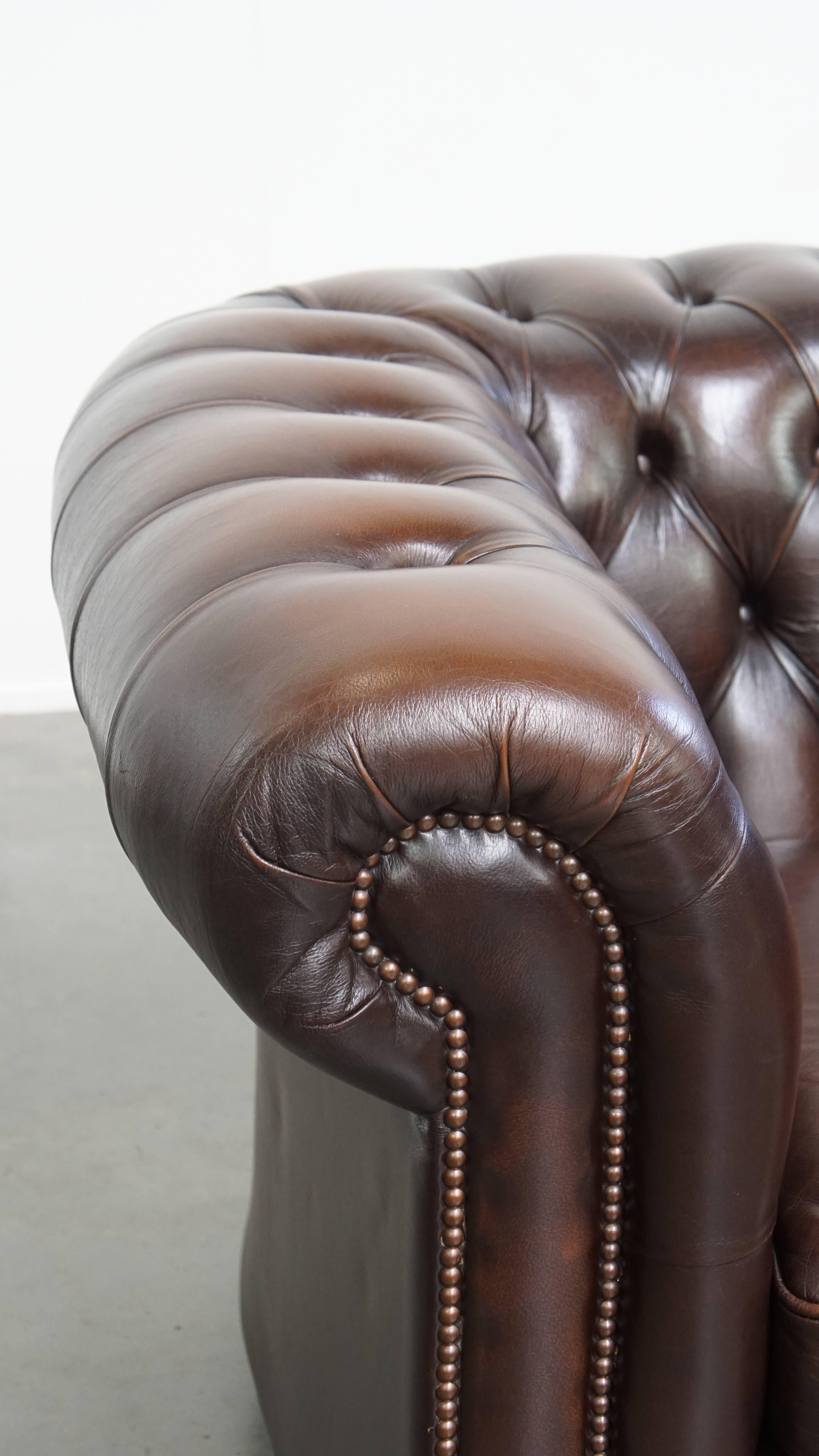 Fauteuil Chesterfield en cuir de vachette anglais en vente 4