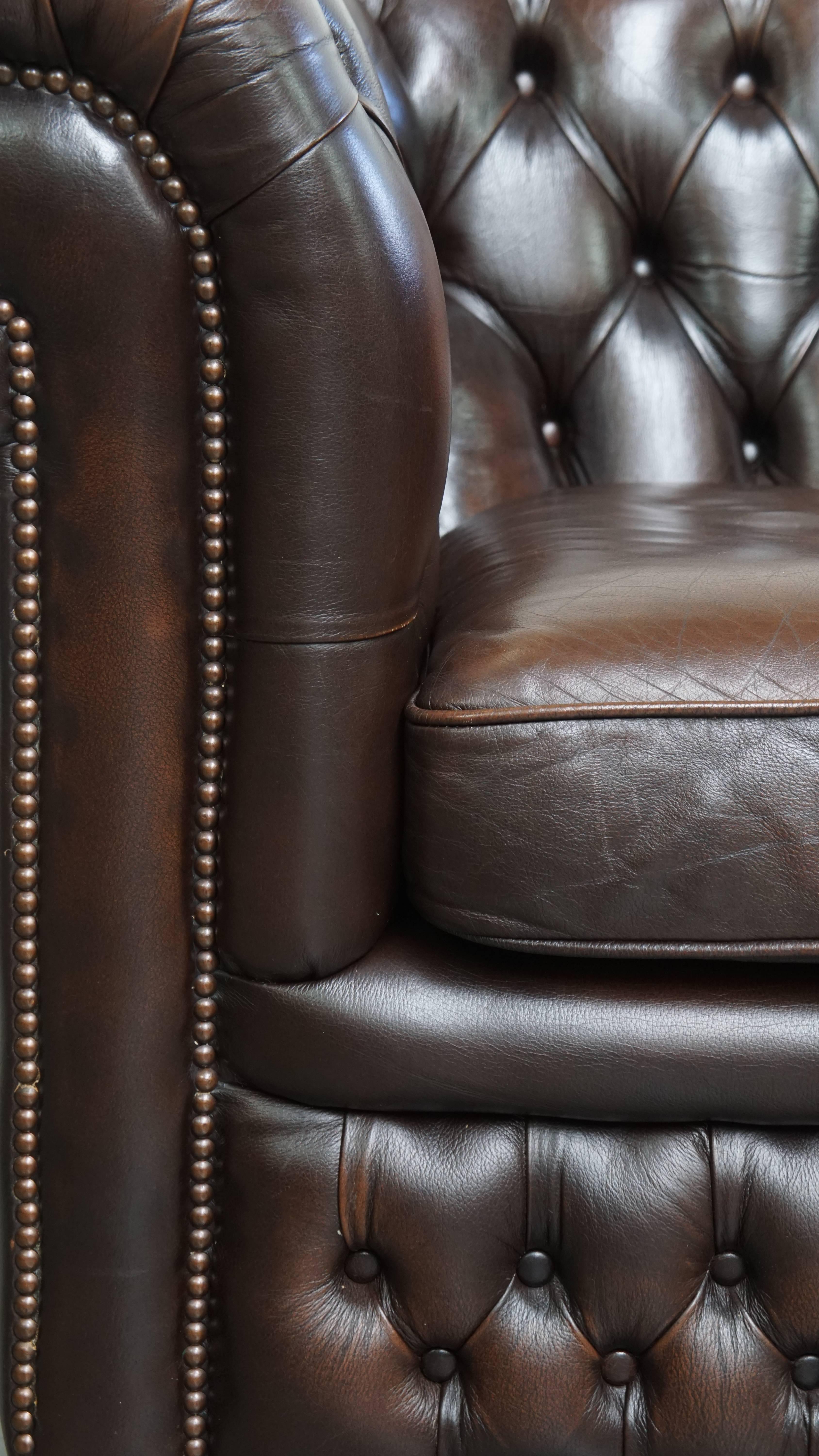 Fauteuil Chesterfield en cuir de vachette anglais en vente 5