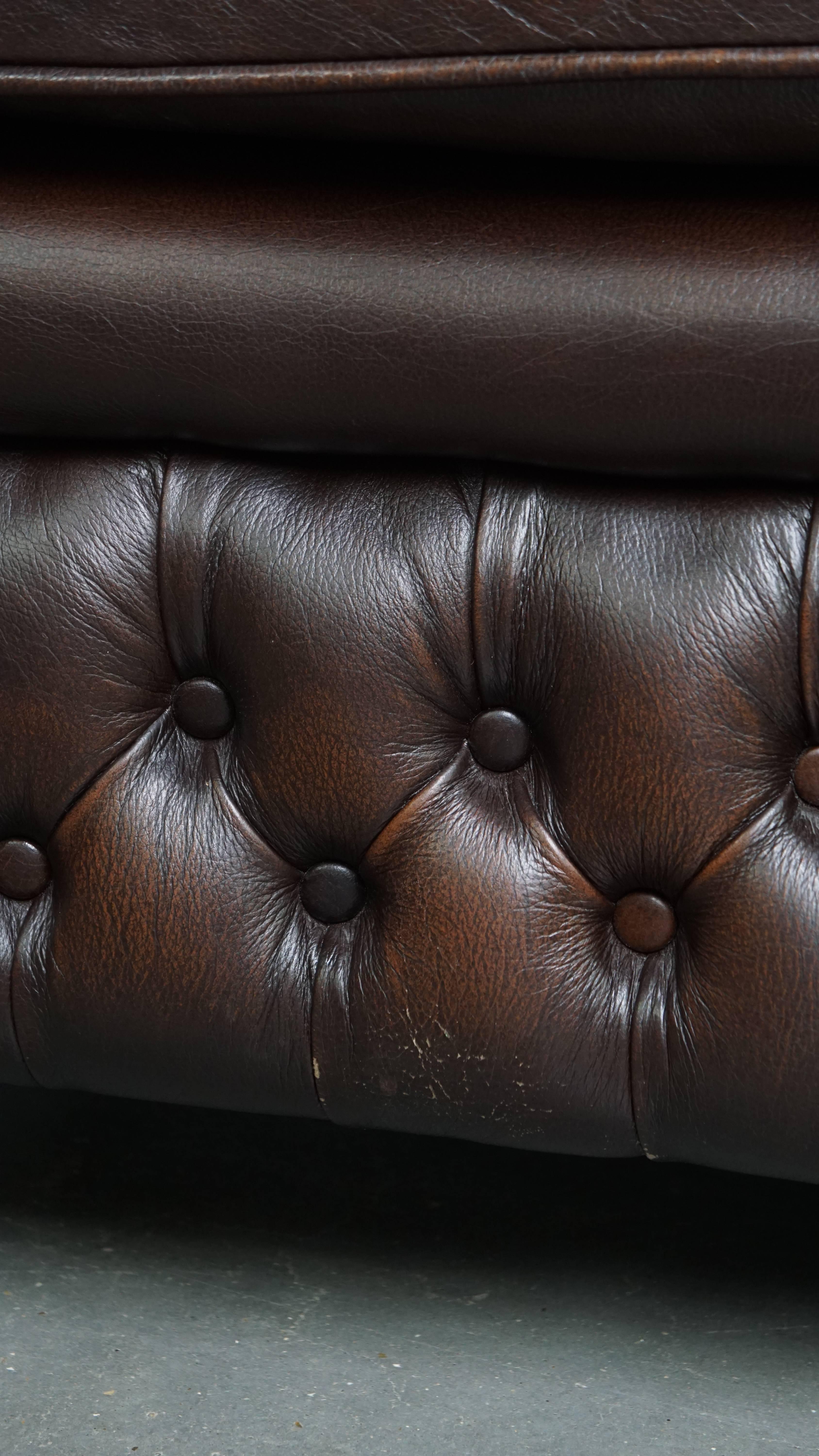 Fauteuil Chesterfield en cuir de vachette anglais en vente 6