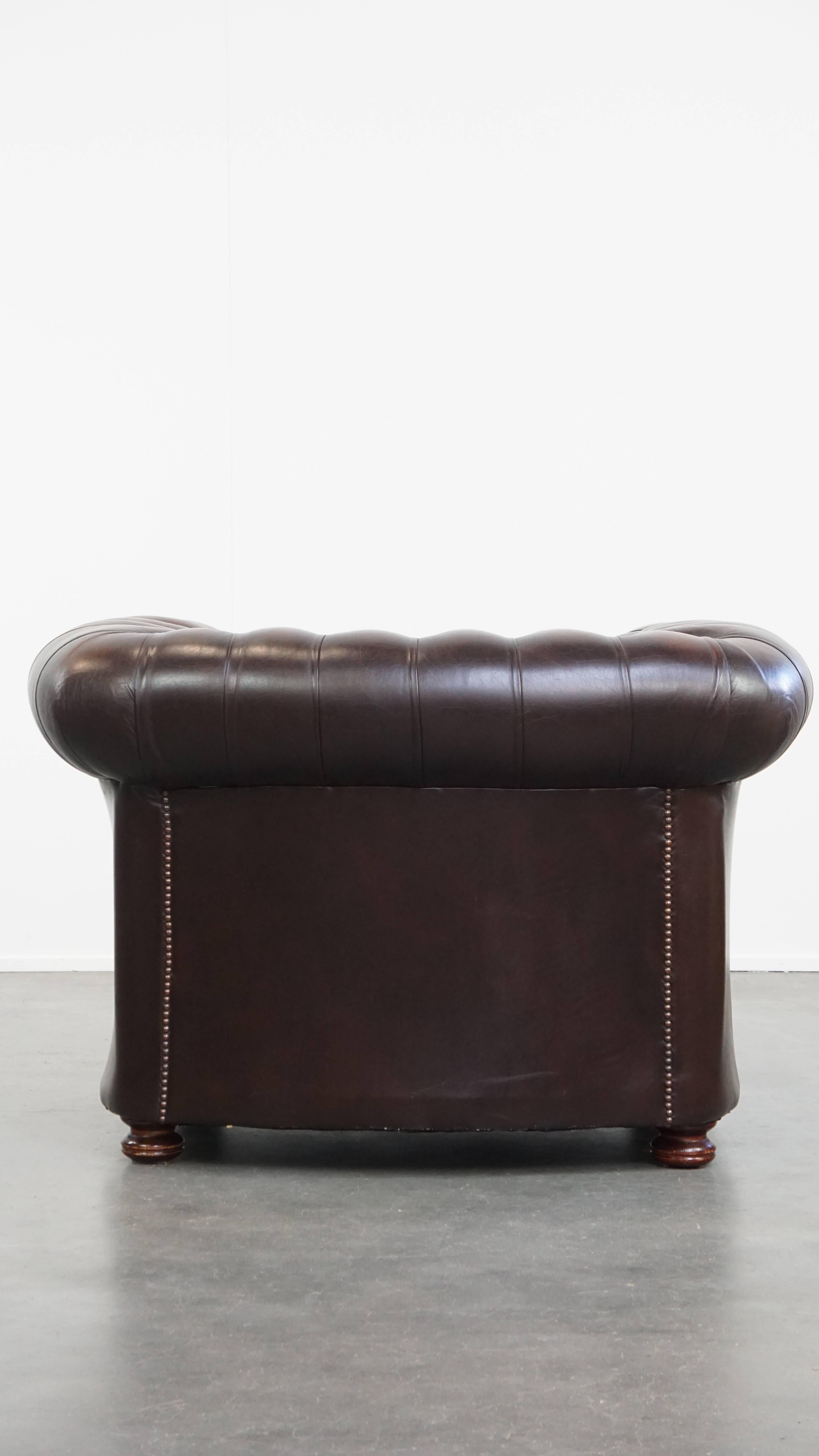 Fauteuil Chesterfield en cuir de vachette anglais Bon état - En vente à Harderwijk, NL