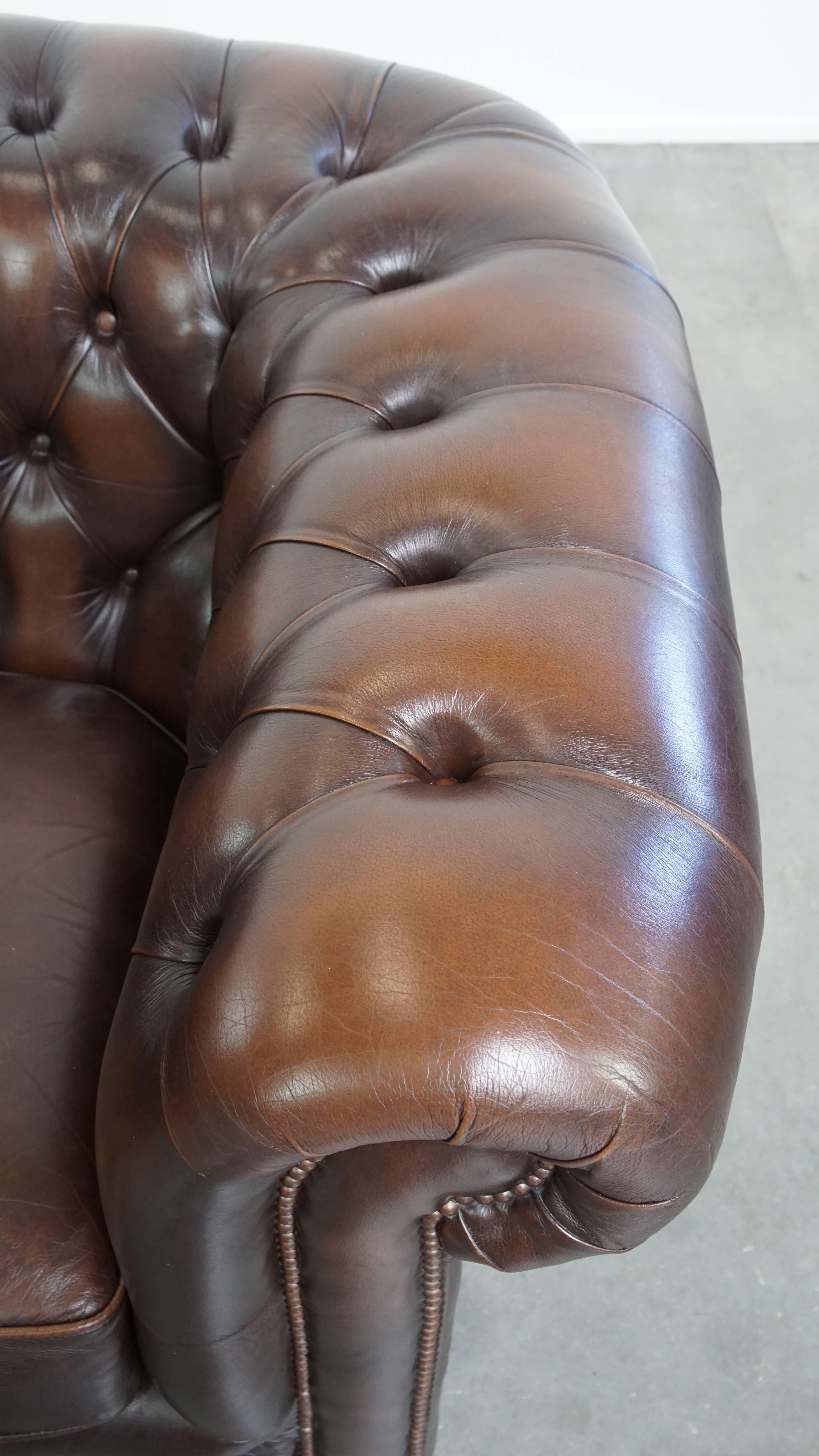 Fauteuil Chesterfield en cuir de vachette anglais en vente 2
