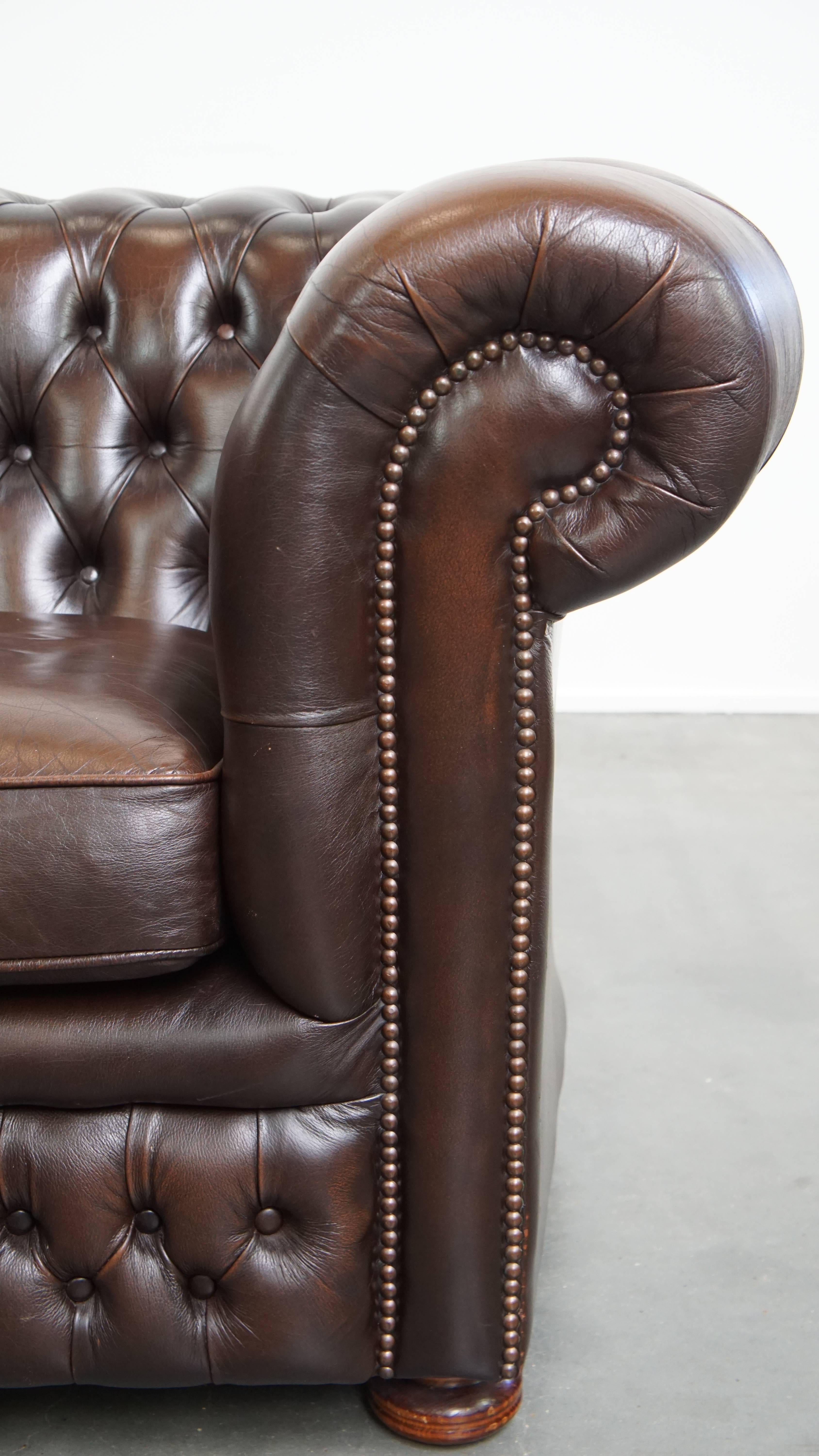 Fauteuil Chesterfield en cuir de vachette anglais en vente 3