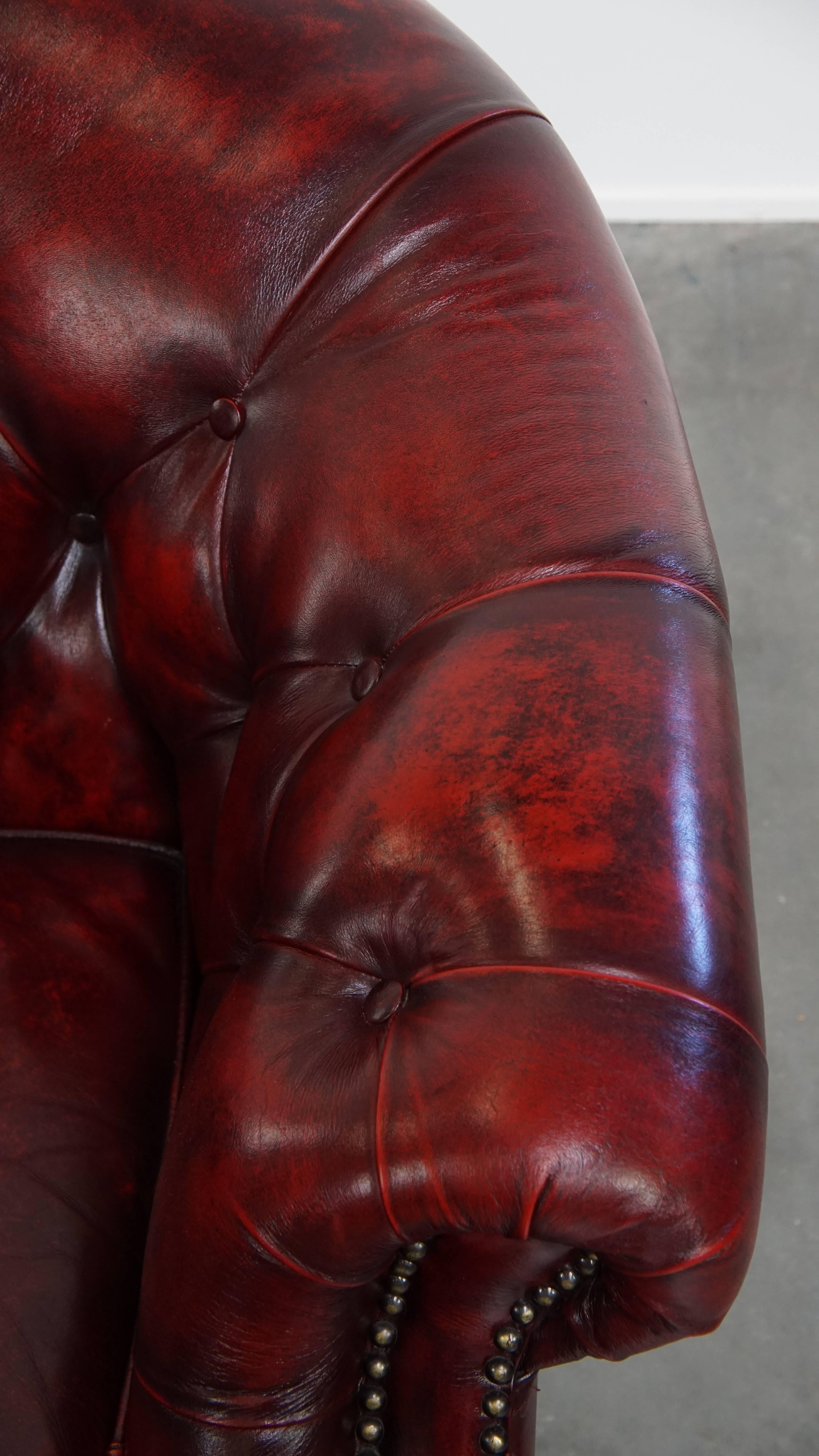 Fauteuil club anglais en cuir de vache Chesterfield en vente 2