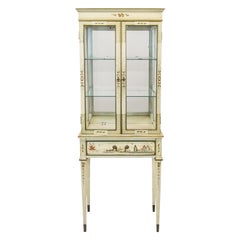 English Cream Colored Chinoiserie Display Case