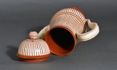 English Cream-Glazed Redware and Coffee Pot and Cover, circa 1775-1785