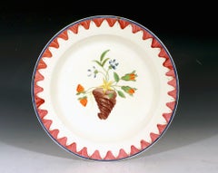 English Creamware Cornucopia Wall Pocket  and Flowers Plate