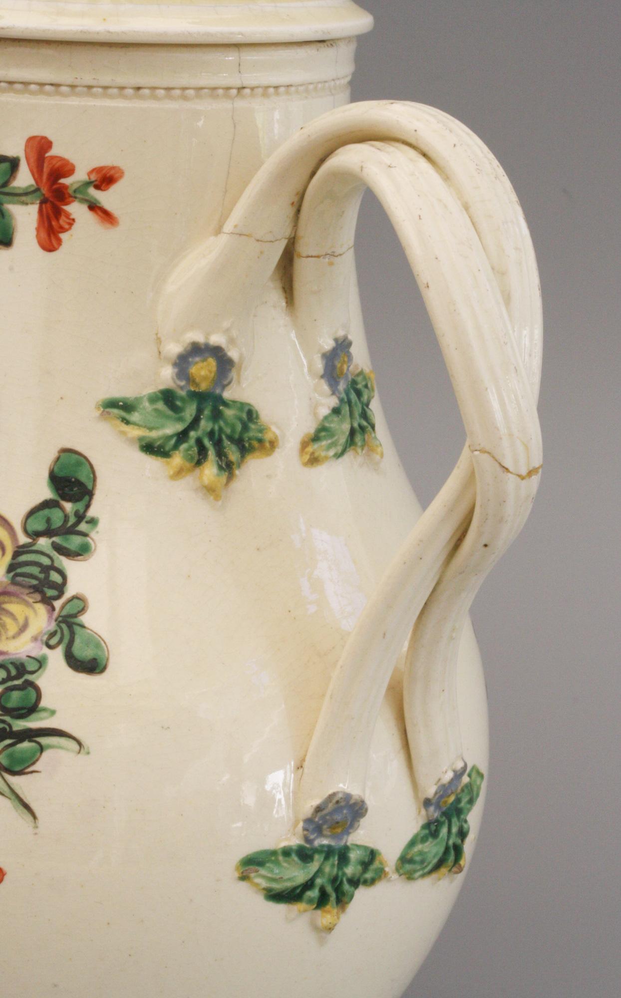 English Creamware Floral Painted Teapot and Cover, circa 1770 4