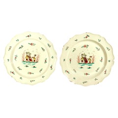 Piatti grandi a forma di cineserie English Creamware
