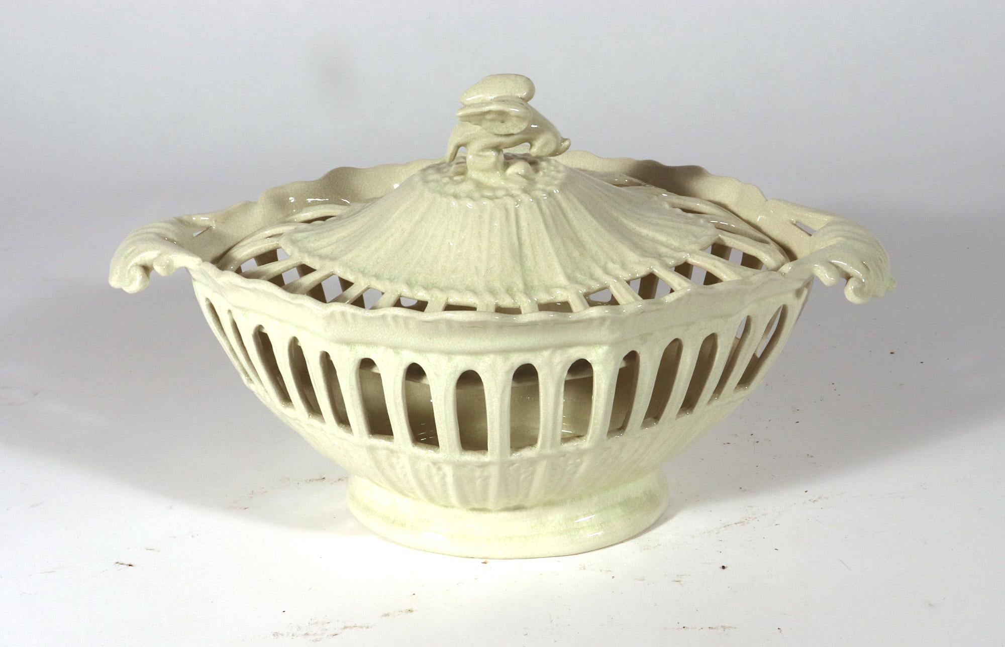Georgian English Creamware Openwork Fruit Baskets and Covers For Sale