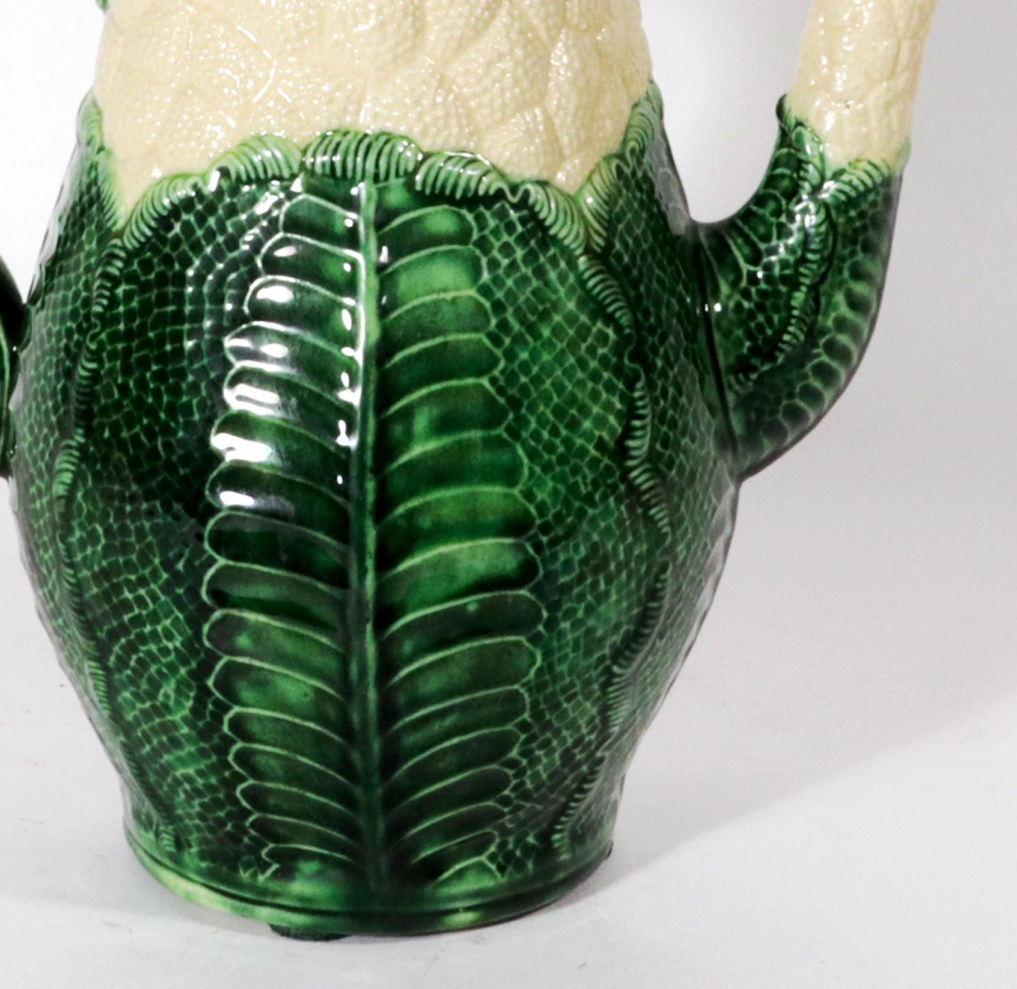 English Creamware Pottery Blumenkohl Kaffeekanne und Deckel im Angebot 3